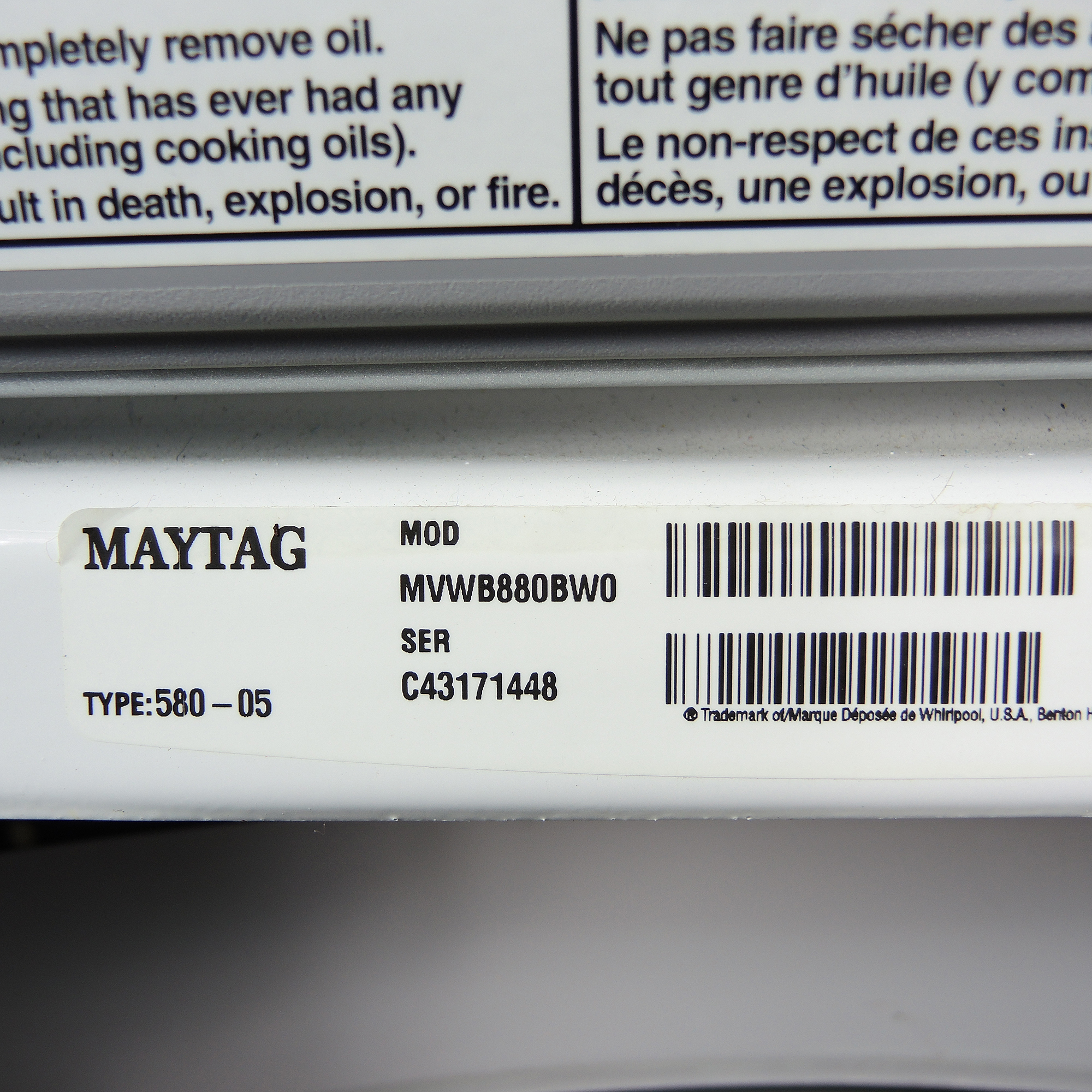 Maytag Bravos LX Washing Machine