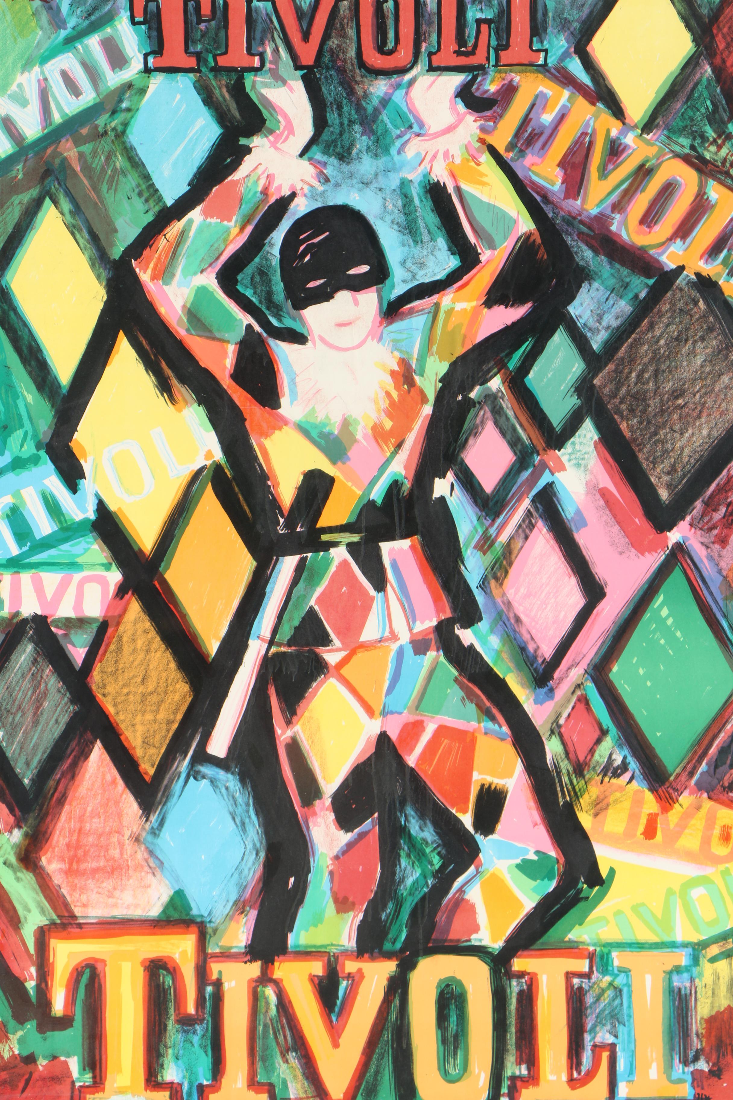 Circa 1960s Lithograph Poster for Denmark's Tivoli Gardens After Erik Stockmarr