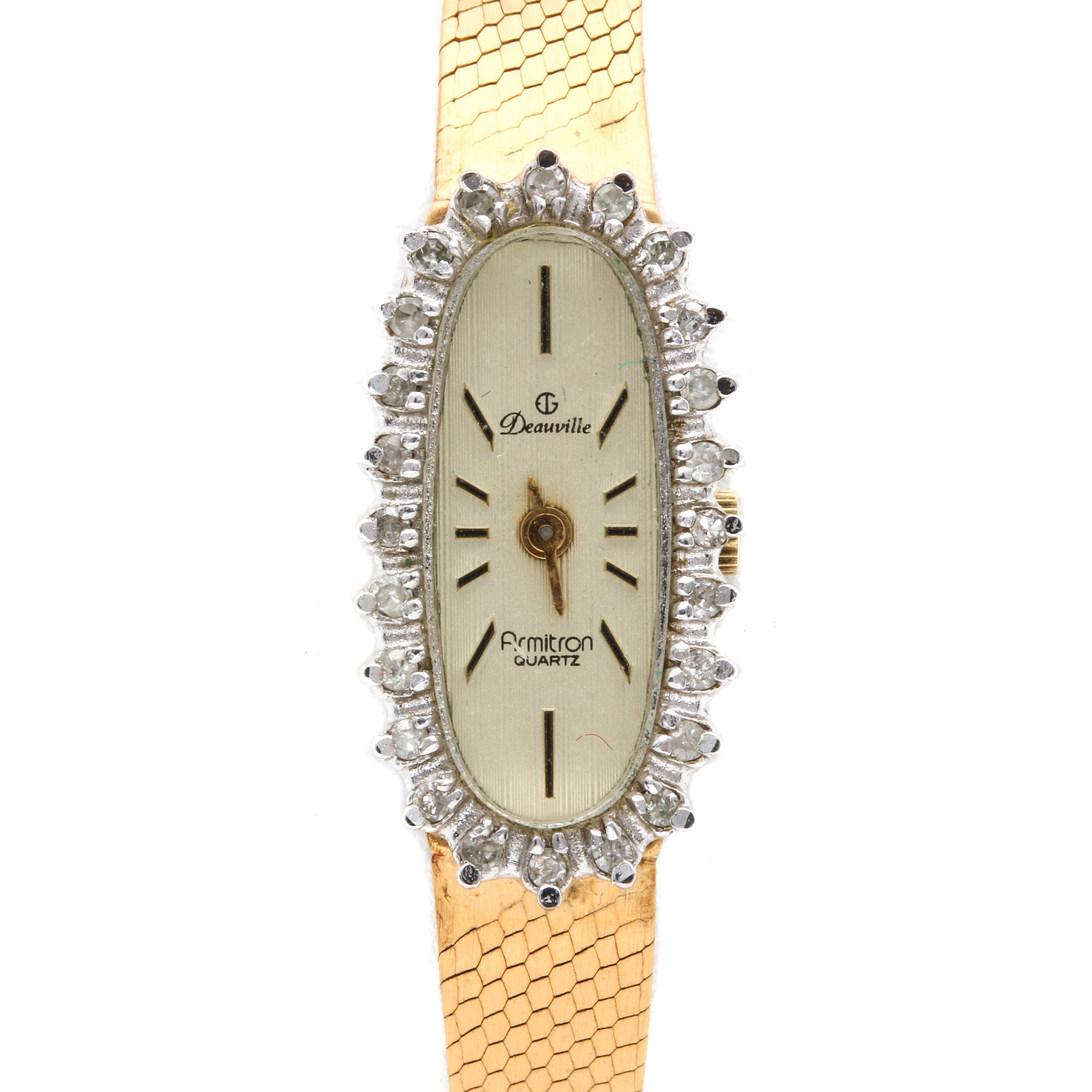 Deauville Armitron Quartz Gold Tone and Stainless Steel Diamond