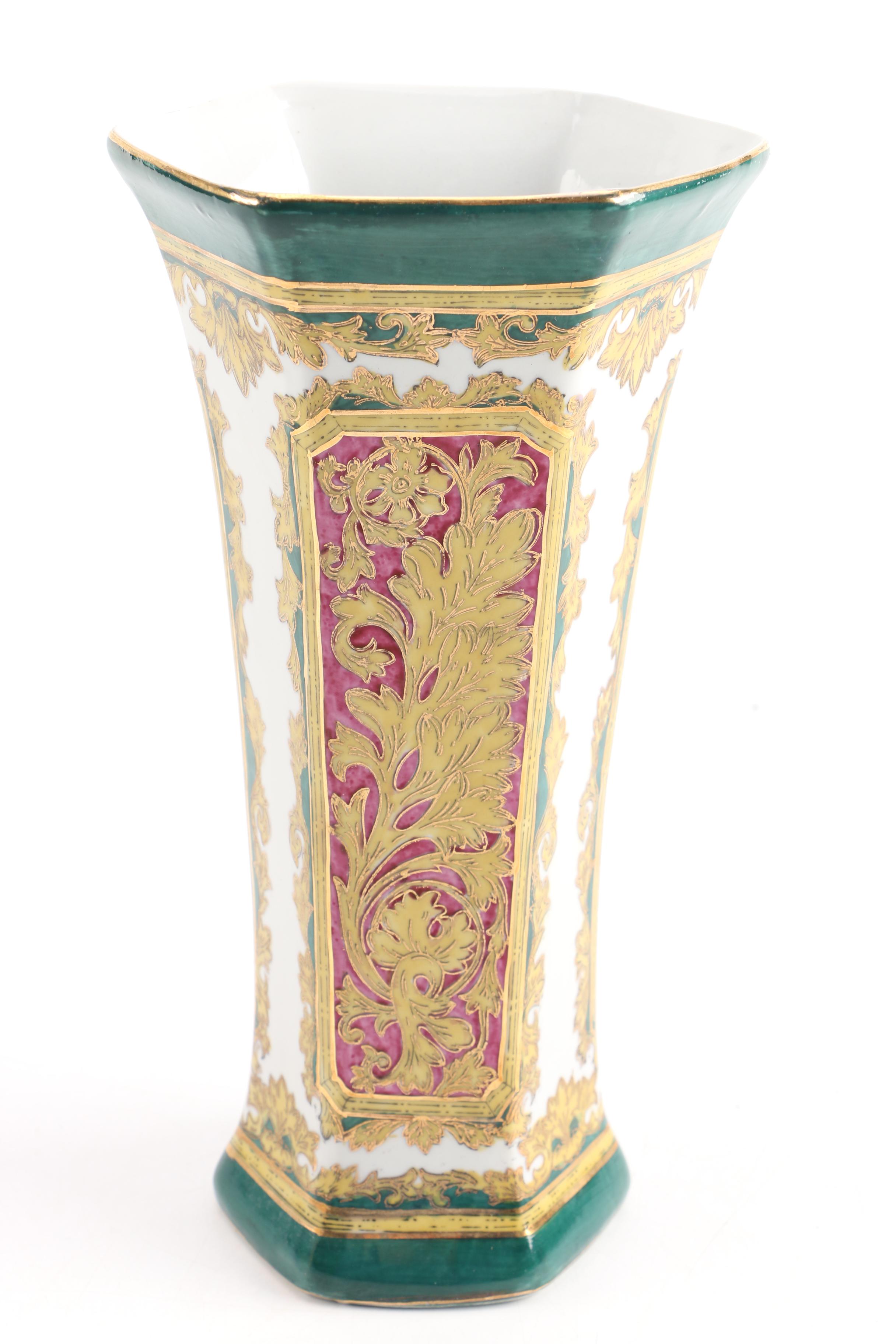 Andrea by Sadek Vase and a Gilded Ceramic Vase