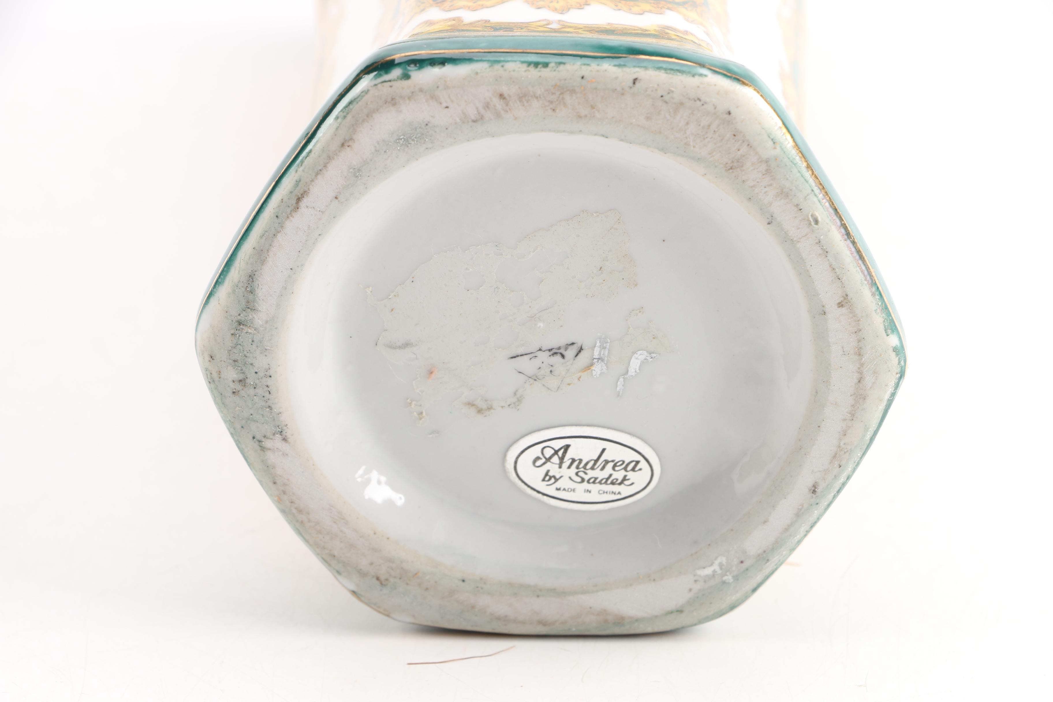 Andrea by Sadek Vase and a Gilded Ceramic Vase