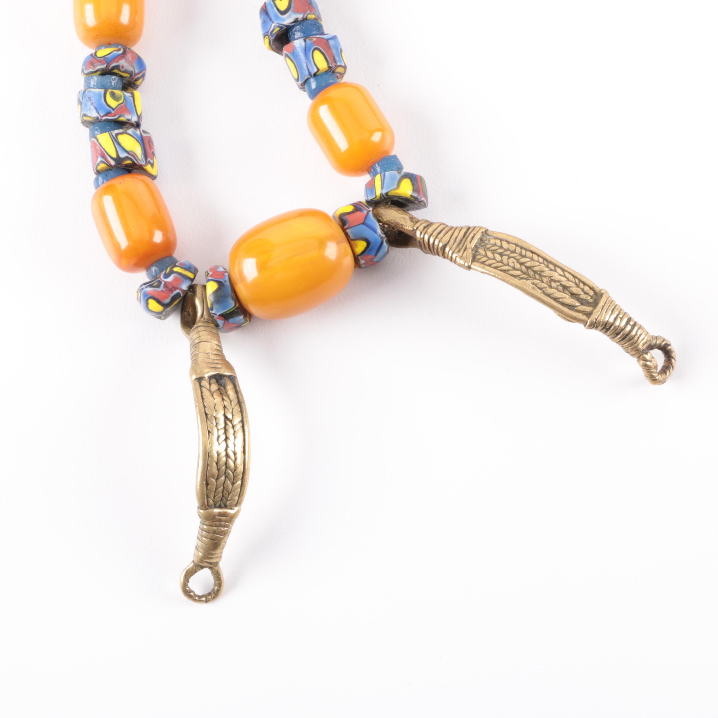 African Trade Beads and Bakelite Necklace