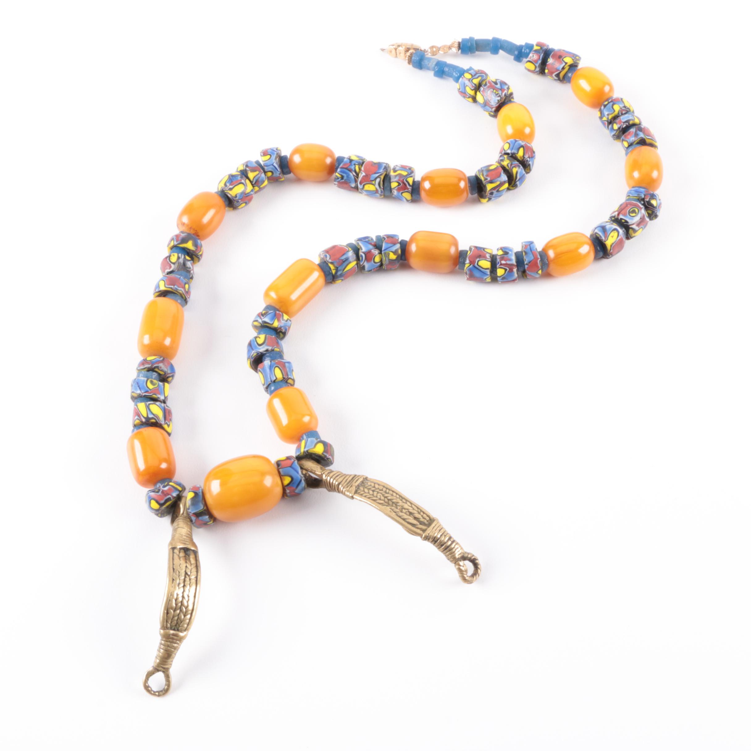 African Trade Beads and Bakelite Necklace