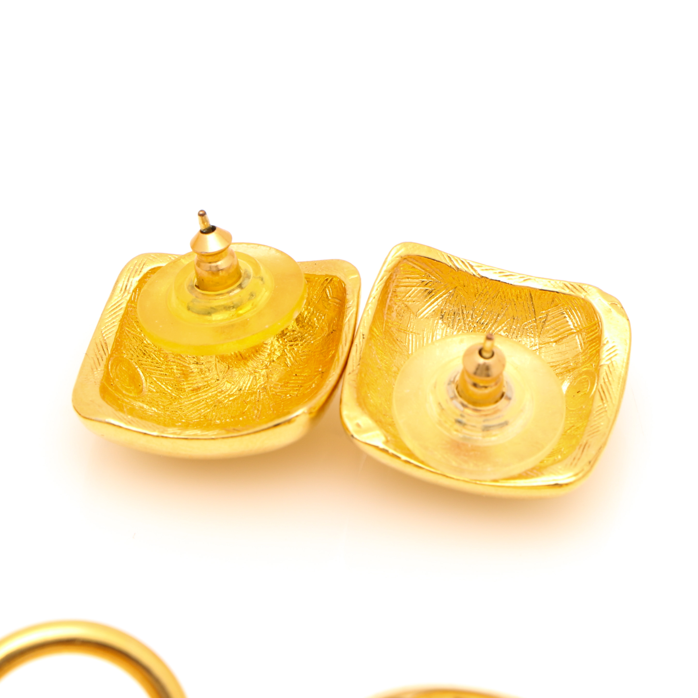 Assortment of Gold Tone Jewelry Including Mosaic Glass