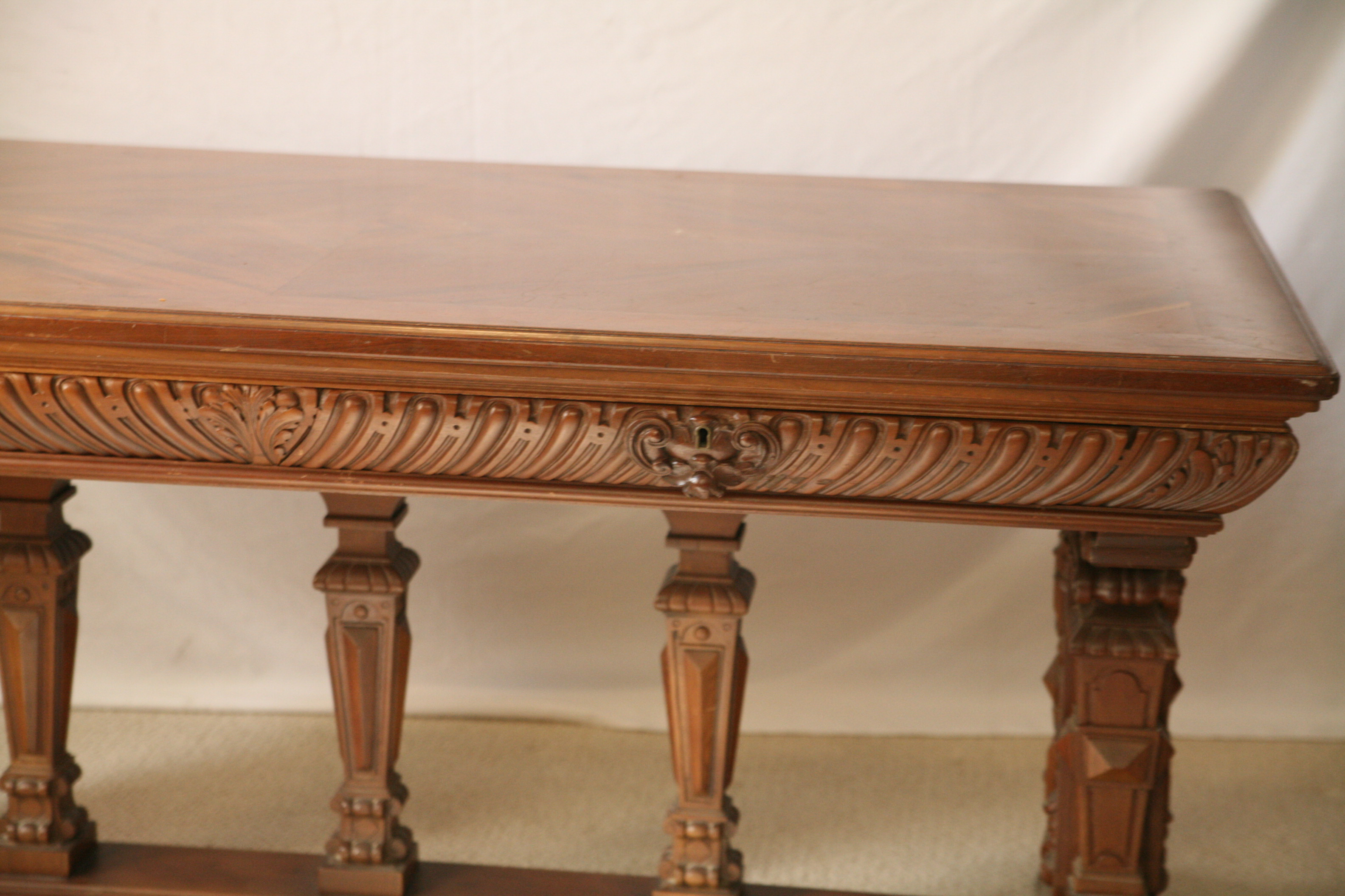 Vintage Italian Renaissance Style Walnut Refectory Library Table