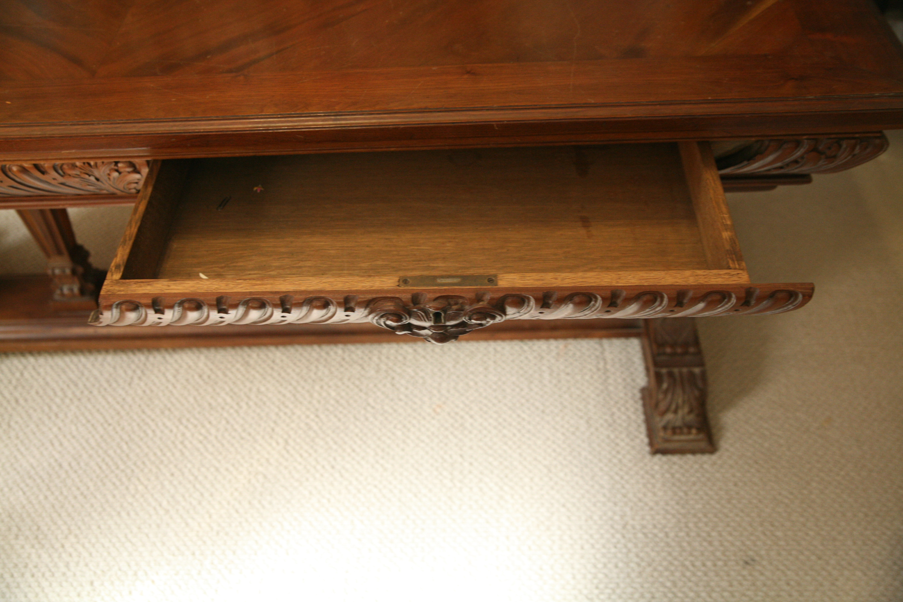 Vintage Italian Renaissance Style Walnut Refectory Library Table