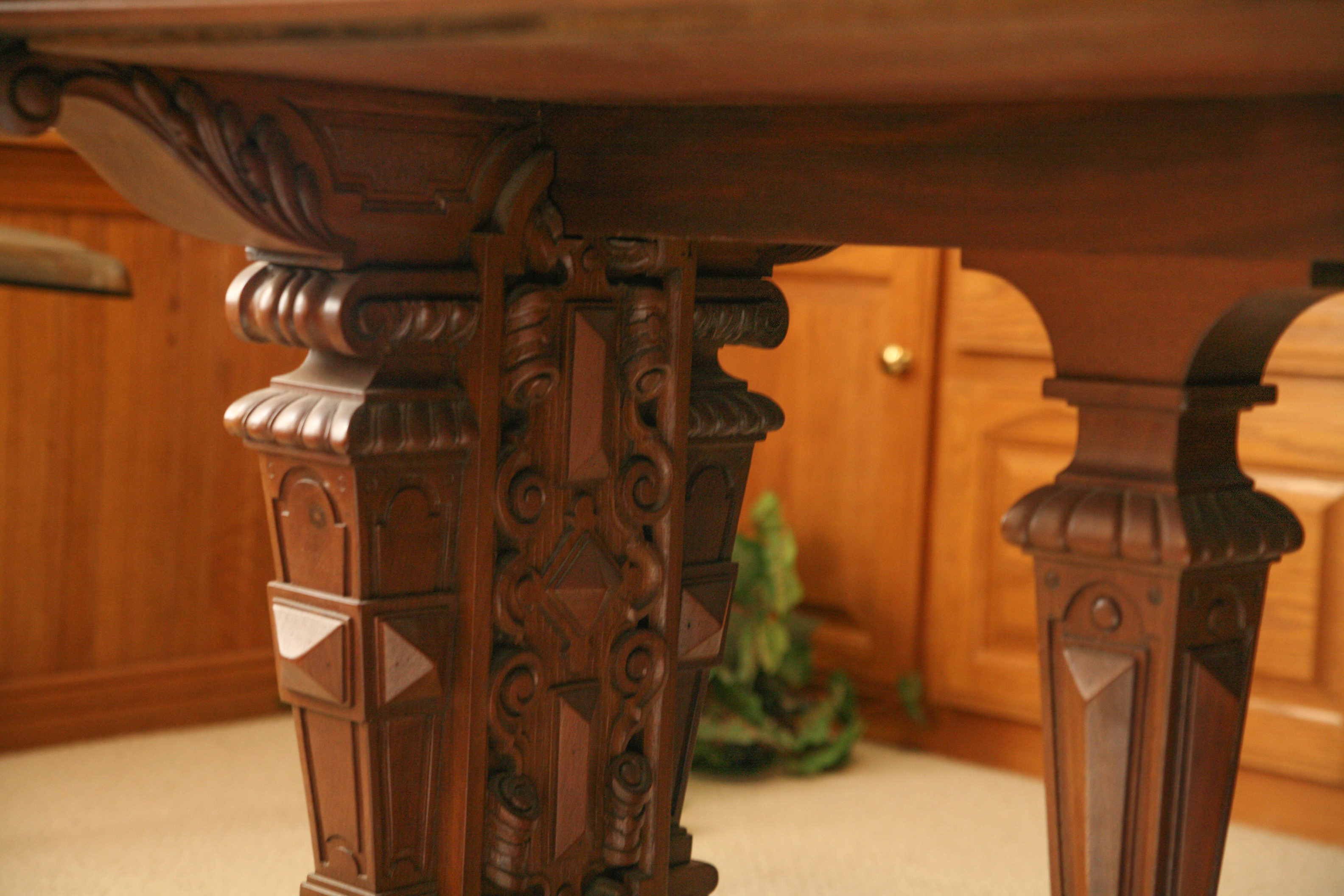 Vintage Italian Renaissance Style Walnut Refectory Library Table