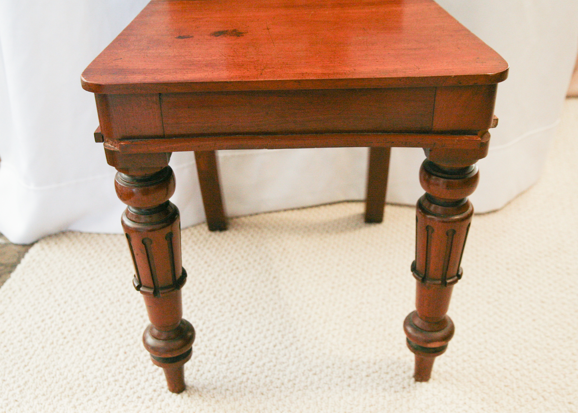 Antique English William IV Mahogany Hall Chair with Painted Heraldry