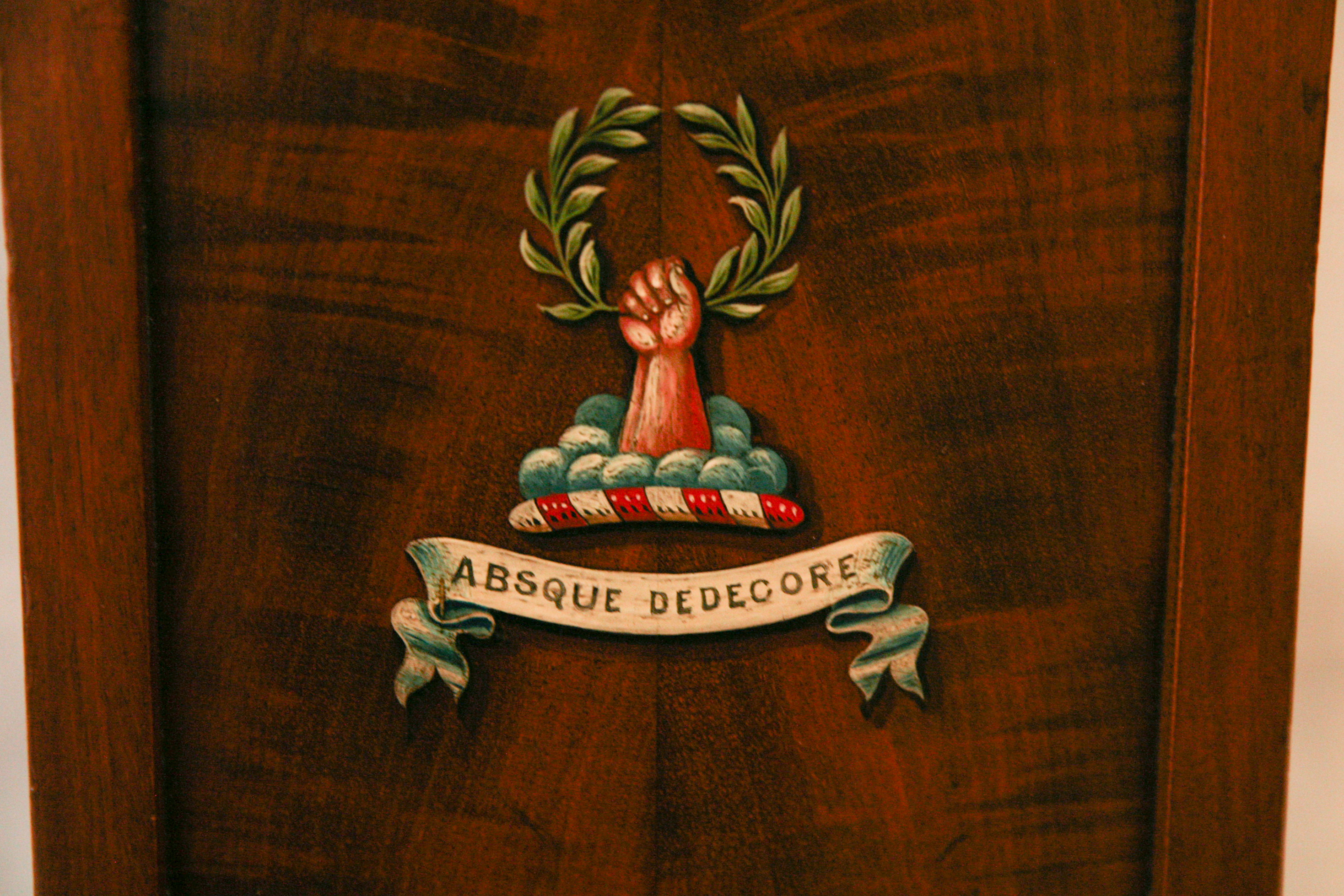 Antique English William IV Mahogany Hall Chair with Painted Heraldry