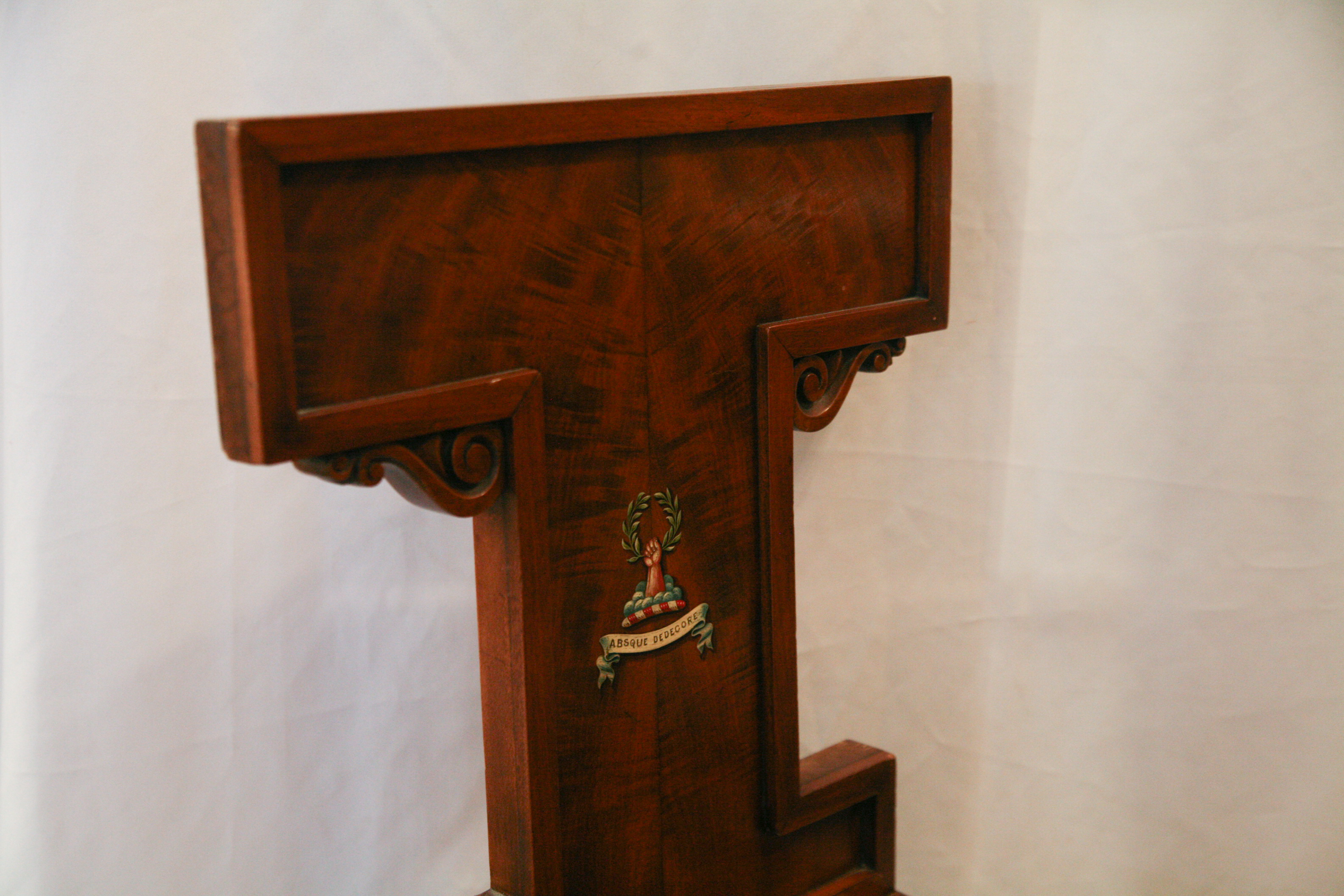 Antique English William IV Mahogany Hall Chair with Painted Heraldry