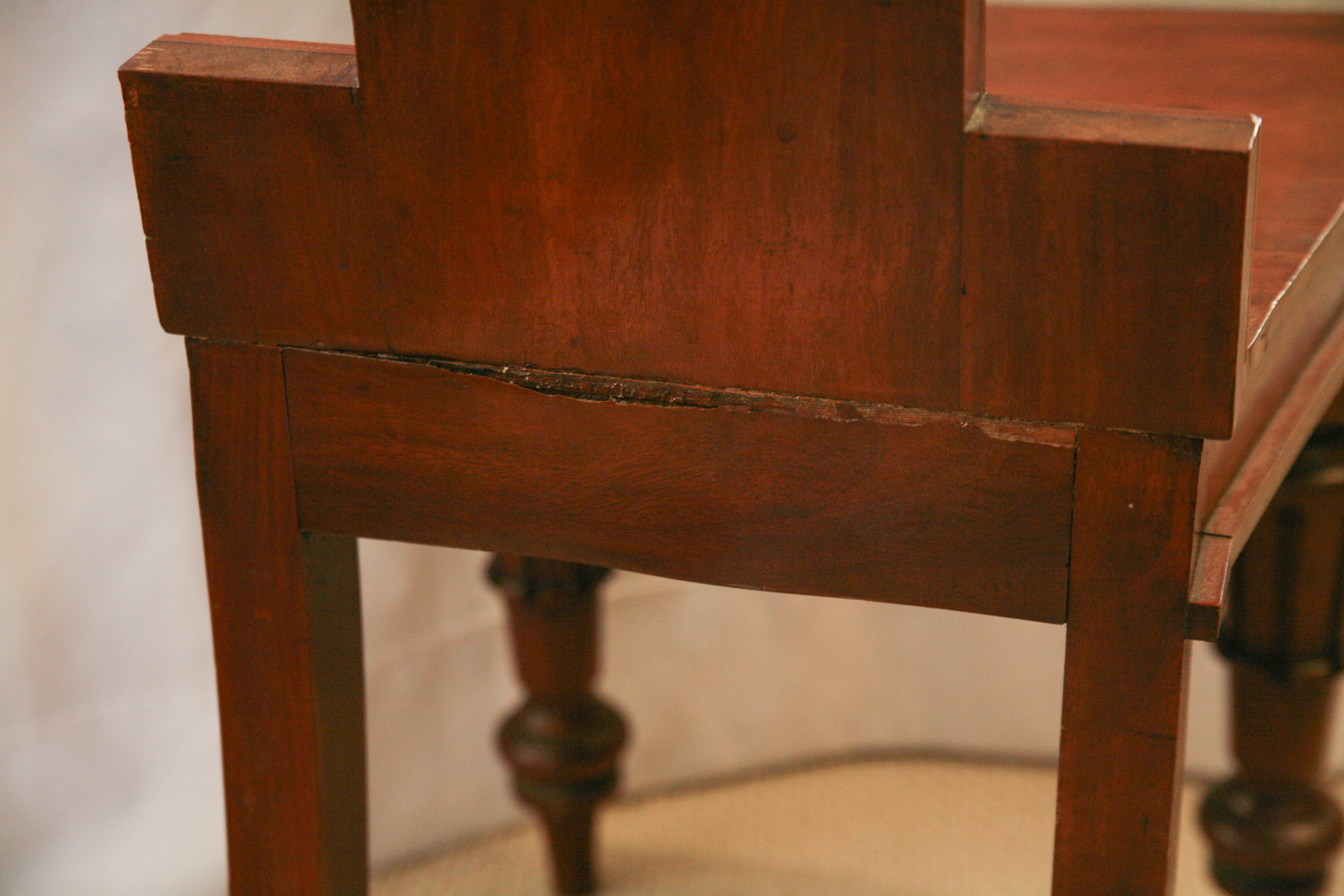 Antique English William IV Mahogany Hall Chair with Painted Heraldry