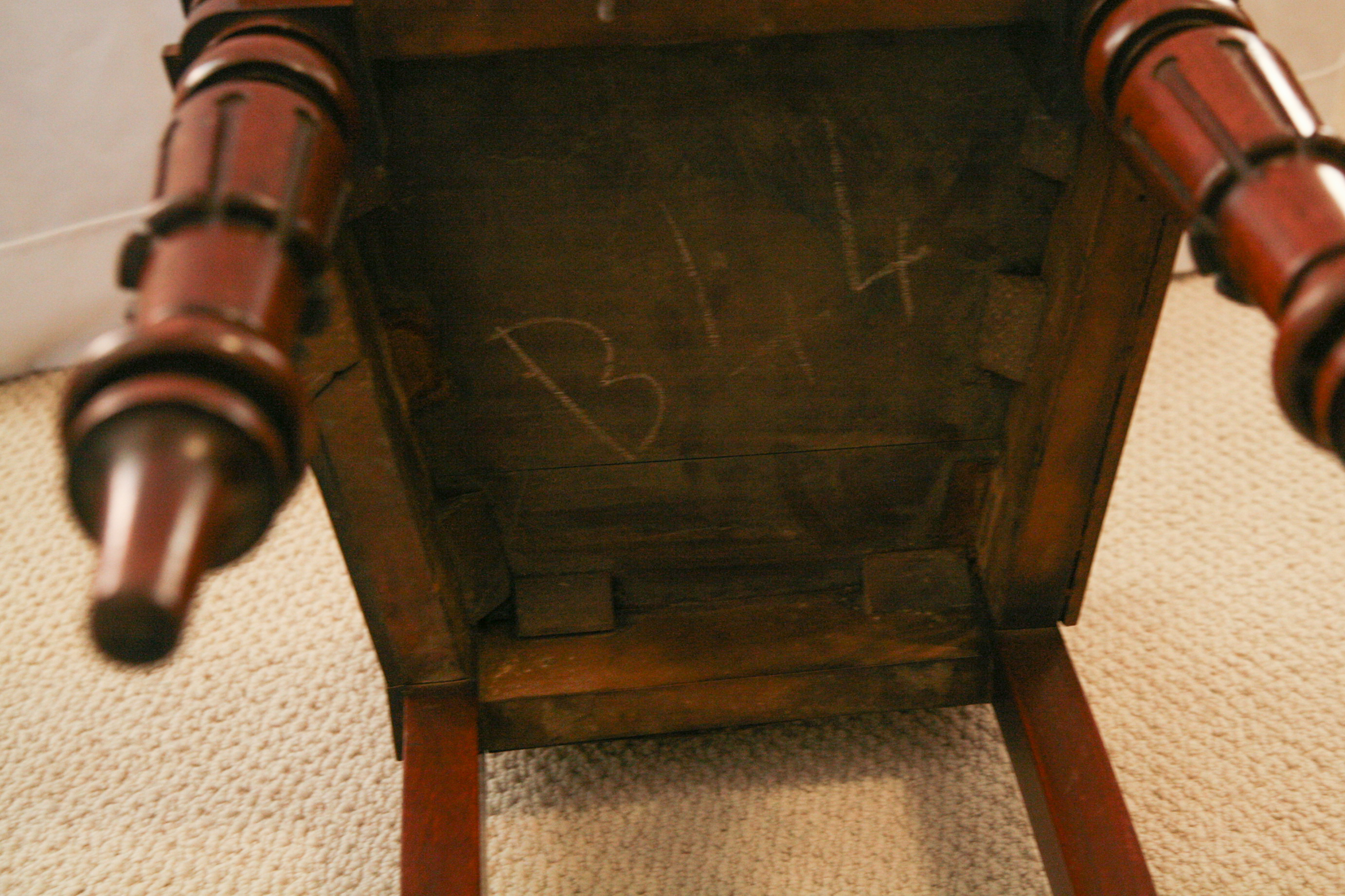 Antique English William IV Mahogany Hall Chair with Painted Heraldry