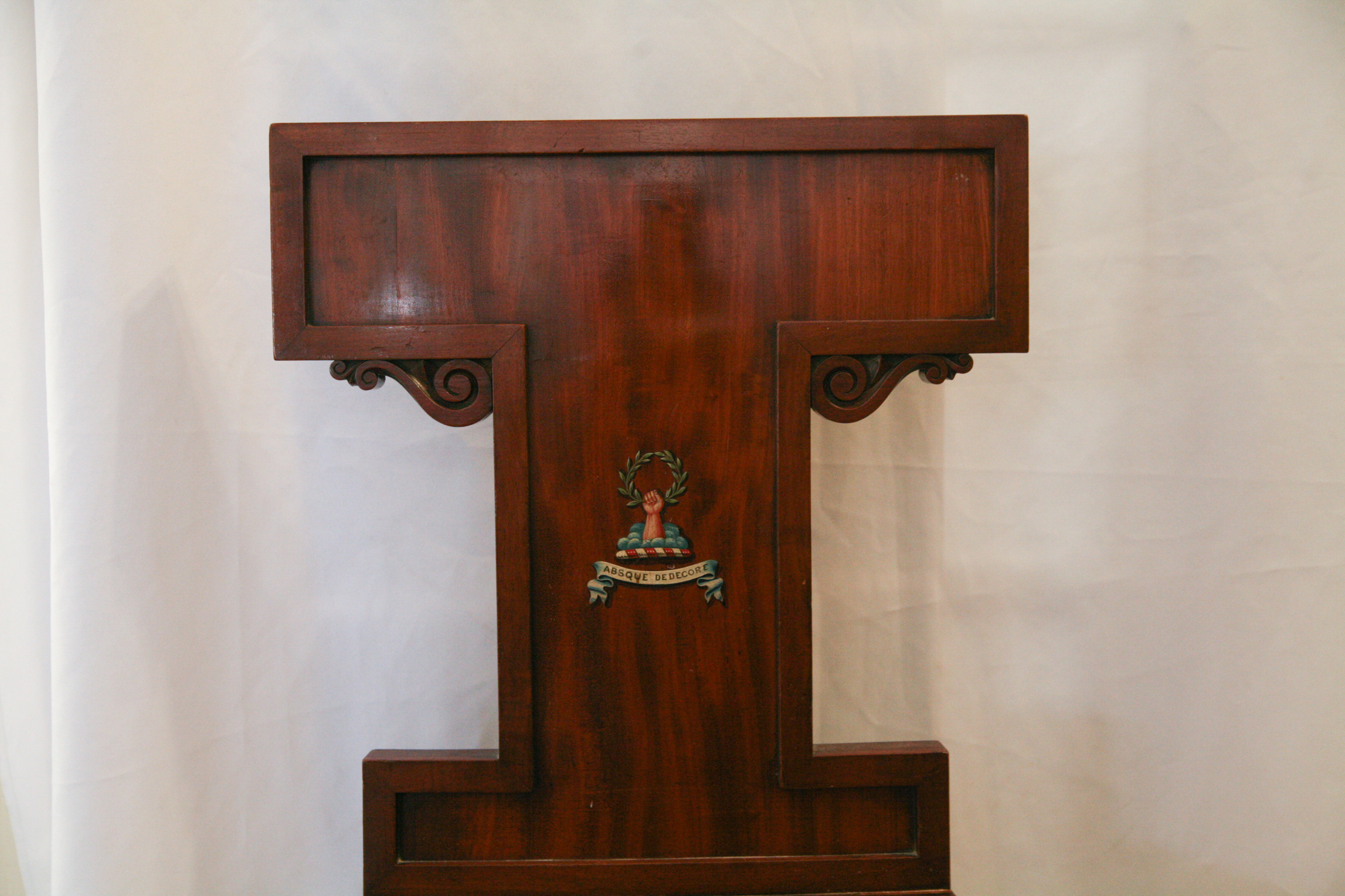 Antique English William IV Mahogany Hall Chair with Painted Heraldry