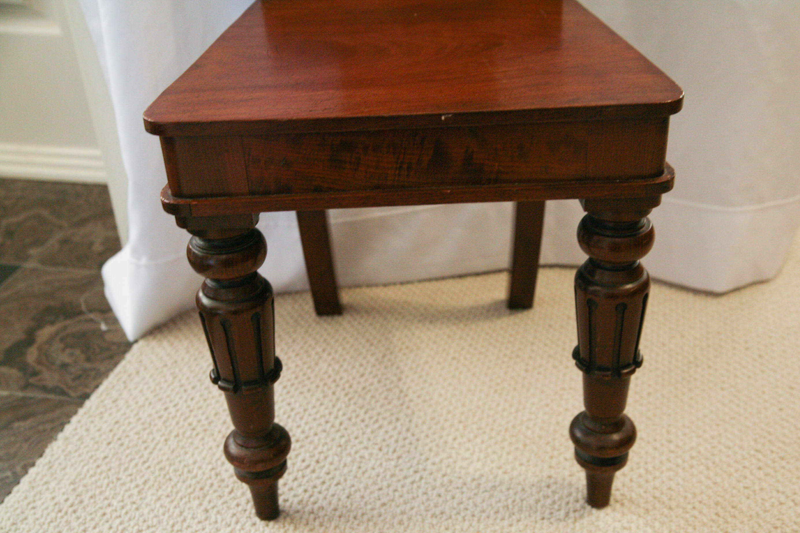 Antique English William IV Mahogany Hall Chair with Painted Heraldry