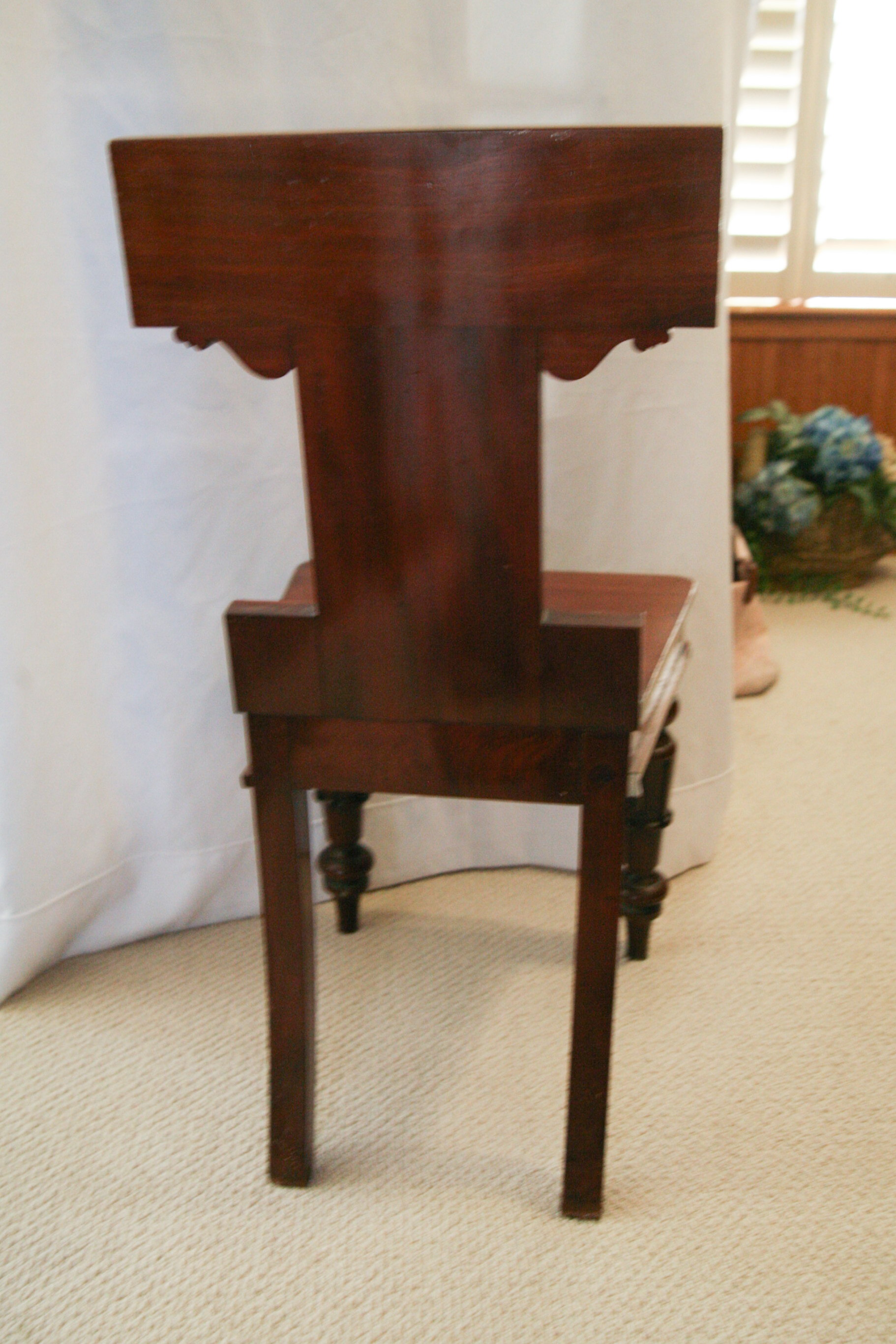 Antique English William IV Mahogany Hall Chair with Painted Heraldry