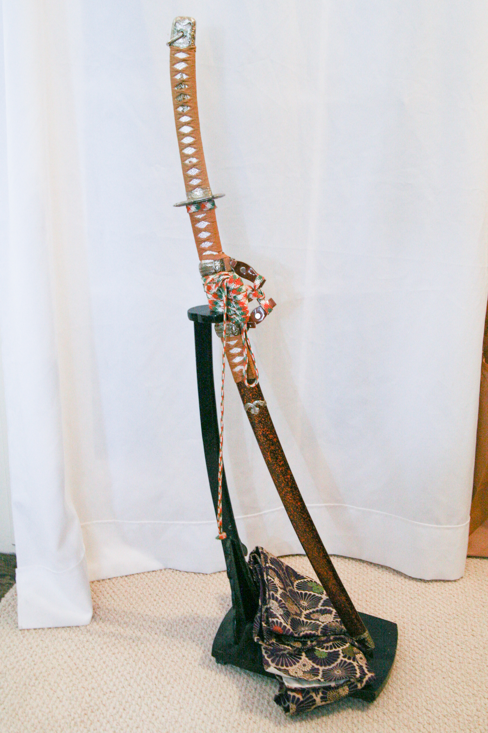 Japanese Style Katana with Scabbard on Stand