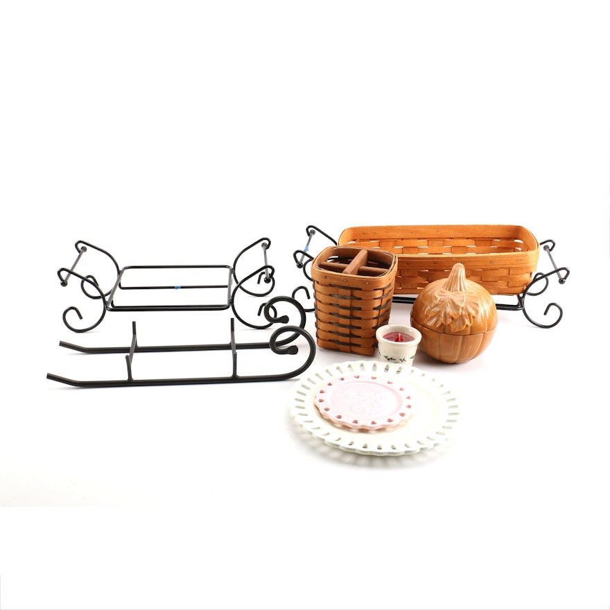 Group of Longaberger Baskets and Ceramics