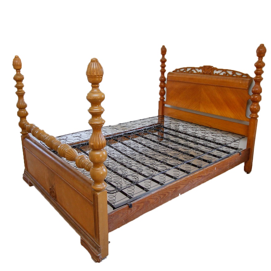 Vintage Full Size Walnut Bed Frame