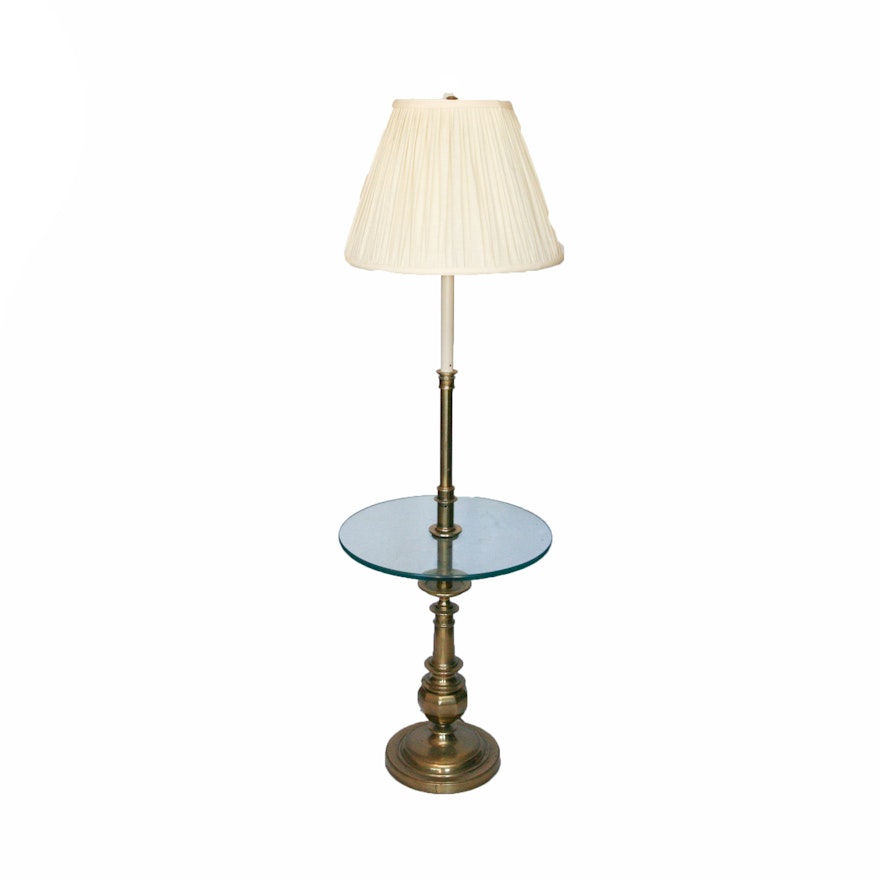 Vintage Brass Tray Floor Lamp