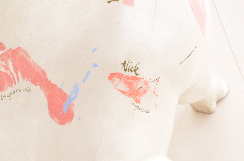 Cincinnati's "Big Pig Gig" Sitting Sculpture