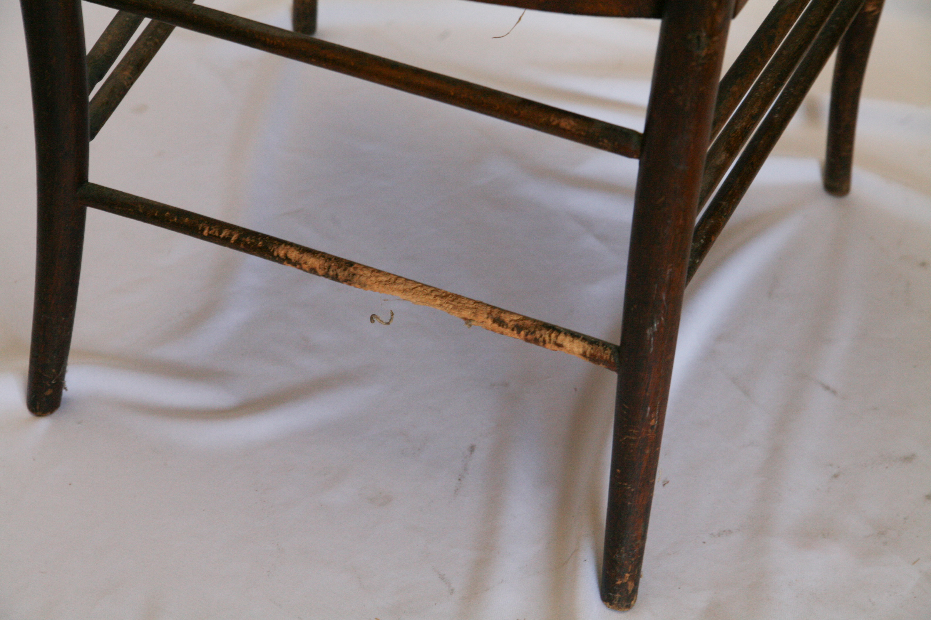 Antique Colonial Revival Oak Pressed Back Armchair