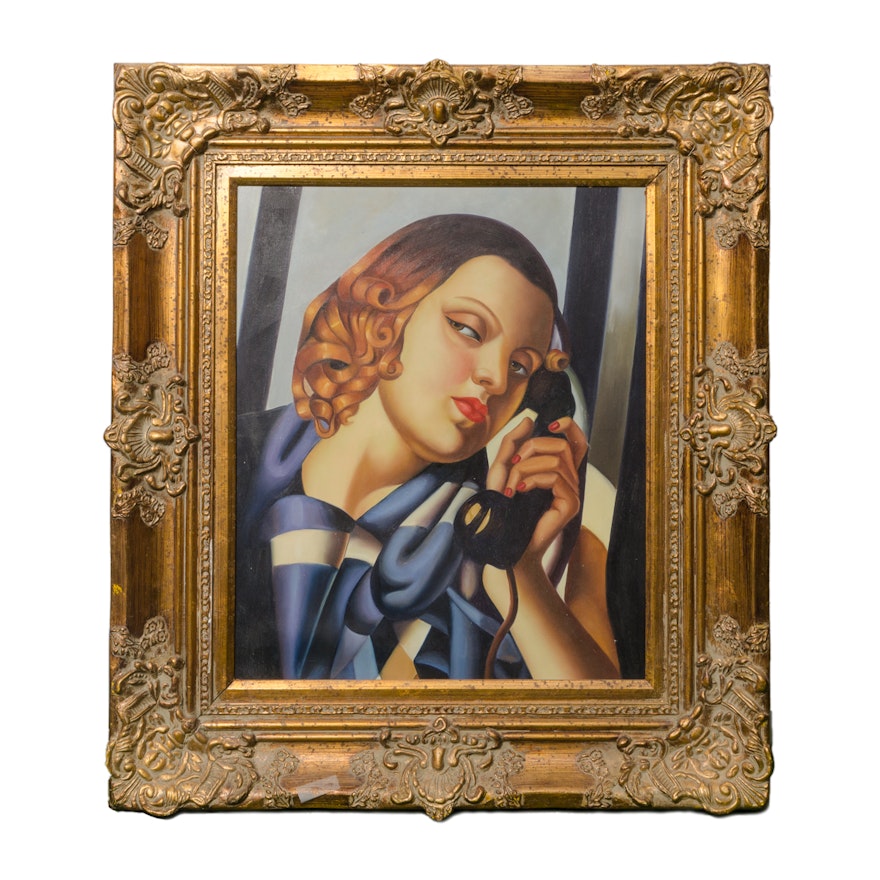 Copy Oil Painting After Tamara de Lempicka "The Telephone"