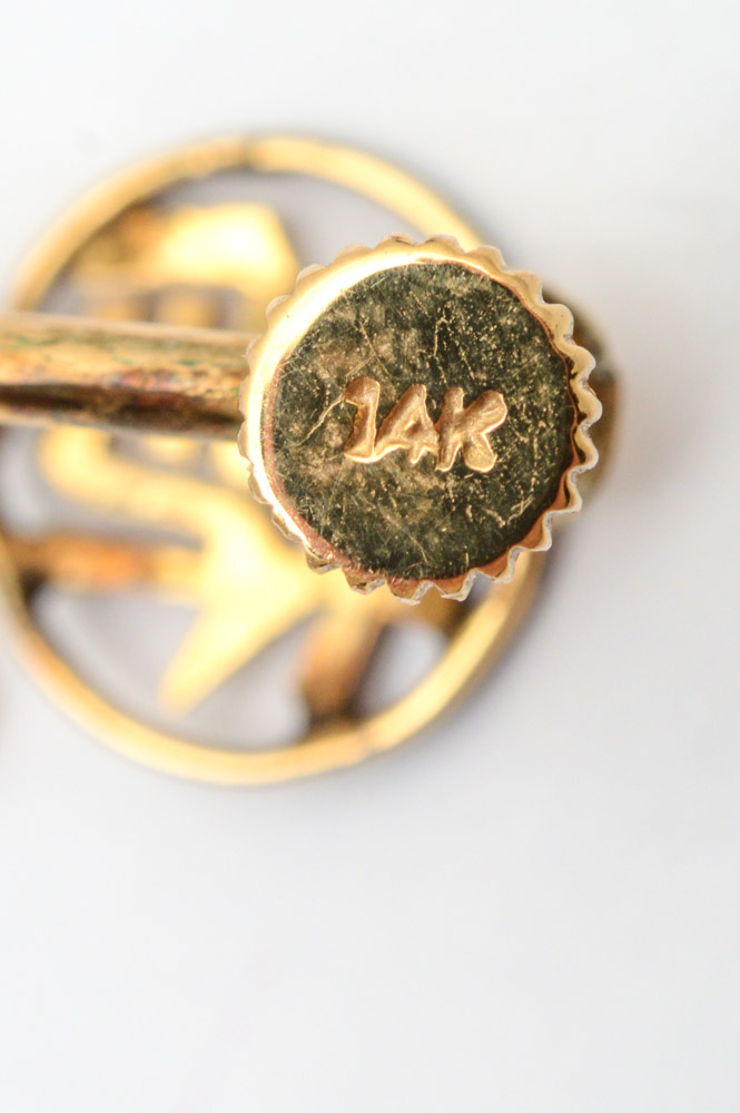 14K Yellow Gold Chinese "Luck and Happiness" Earrings