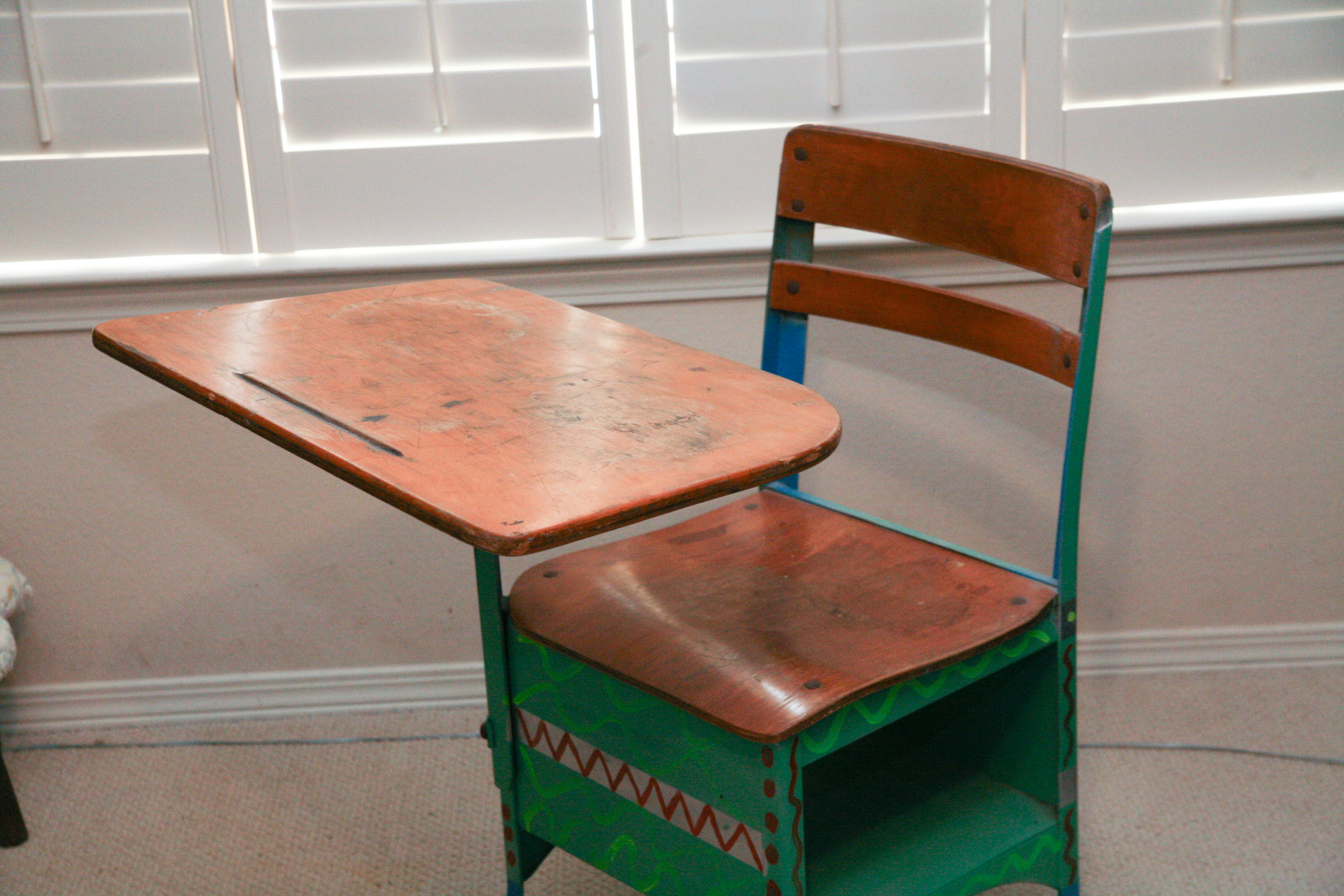 Vintage Painted School Desk