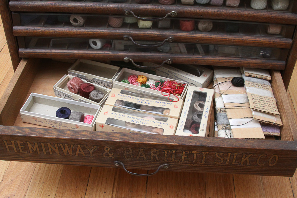 Antique Heminway & Bartlett Silk Company Spool Cabinet