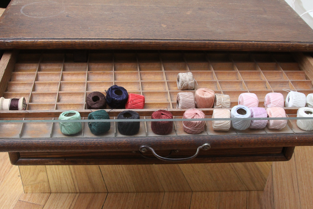 Antique Heminway & Bartlett Silk Company Spool Cabinet