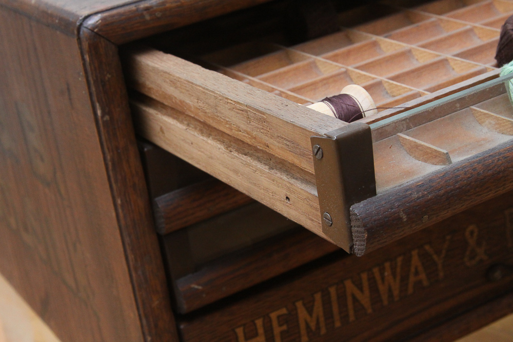 Antique Heminway & Bartlett Silk Company Spool Cabinet