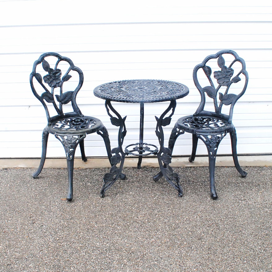 Metal Patio Table and Two Chairs