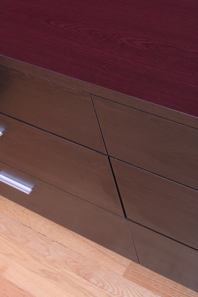 Contemporary Walnut Laminate Dresser and End Table