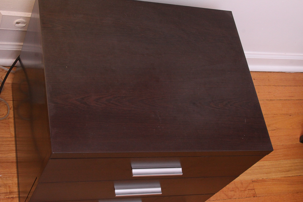 Contemporary Walnut Laminate Dresser and End Table