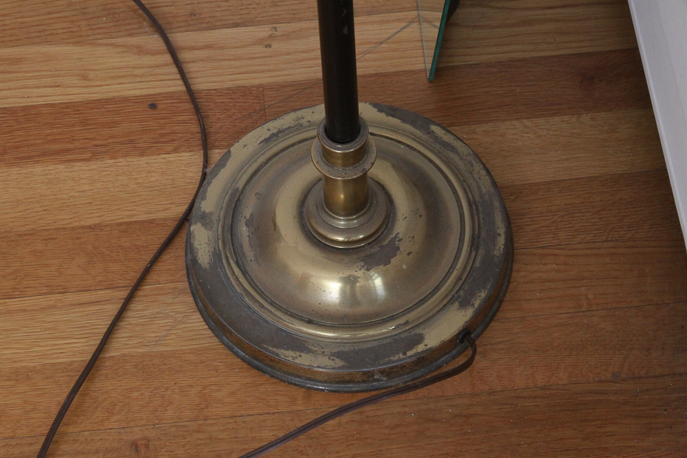 Vintage Brass Torchiere Scroll Motif Floor Lamp
