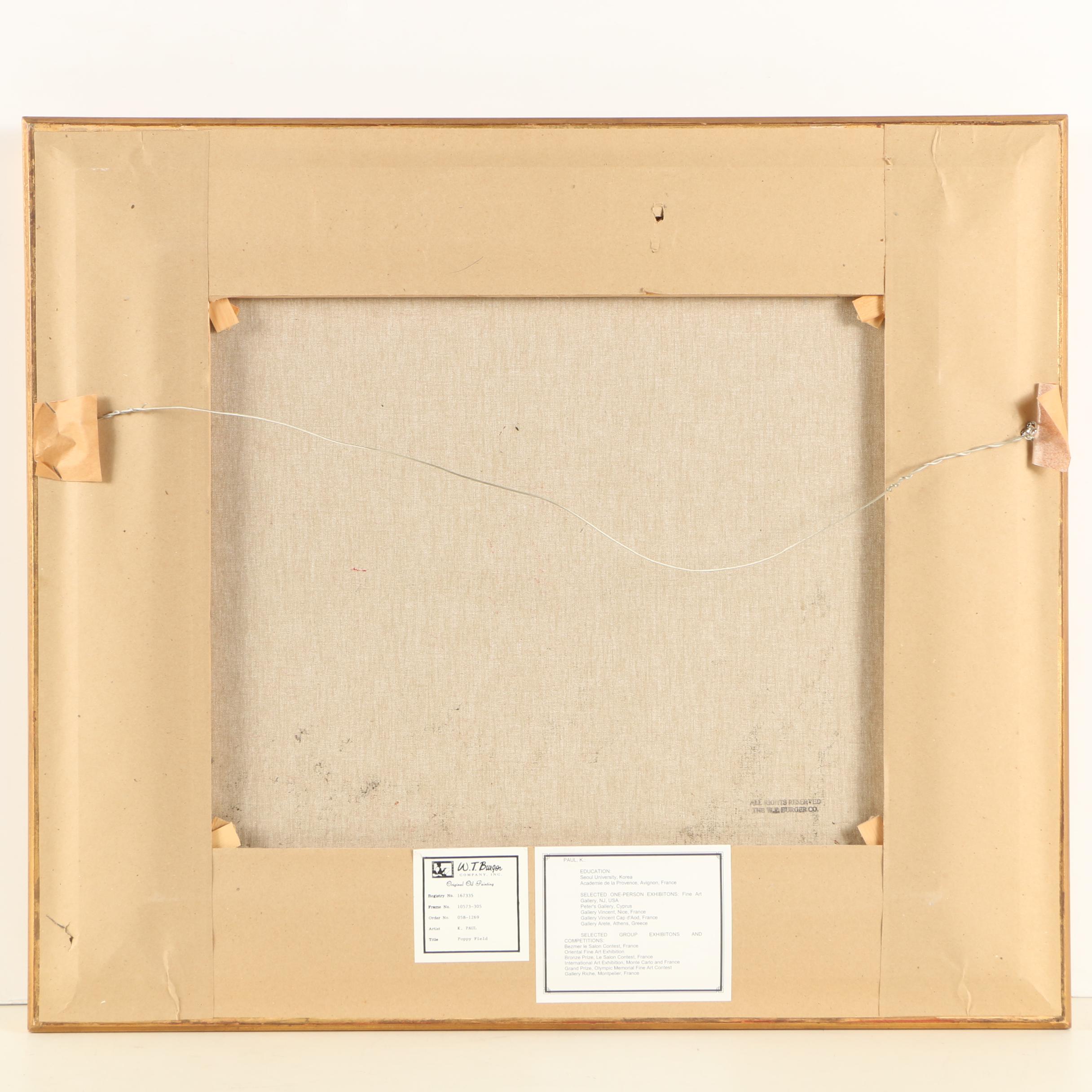 K. Paul Oil Painting on Canvas "Poppy Field"