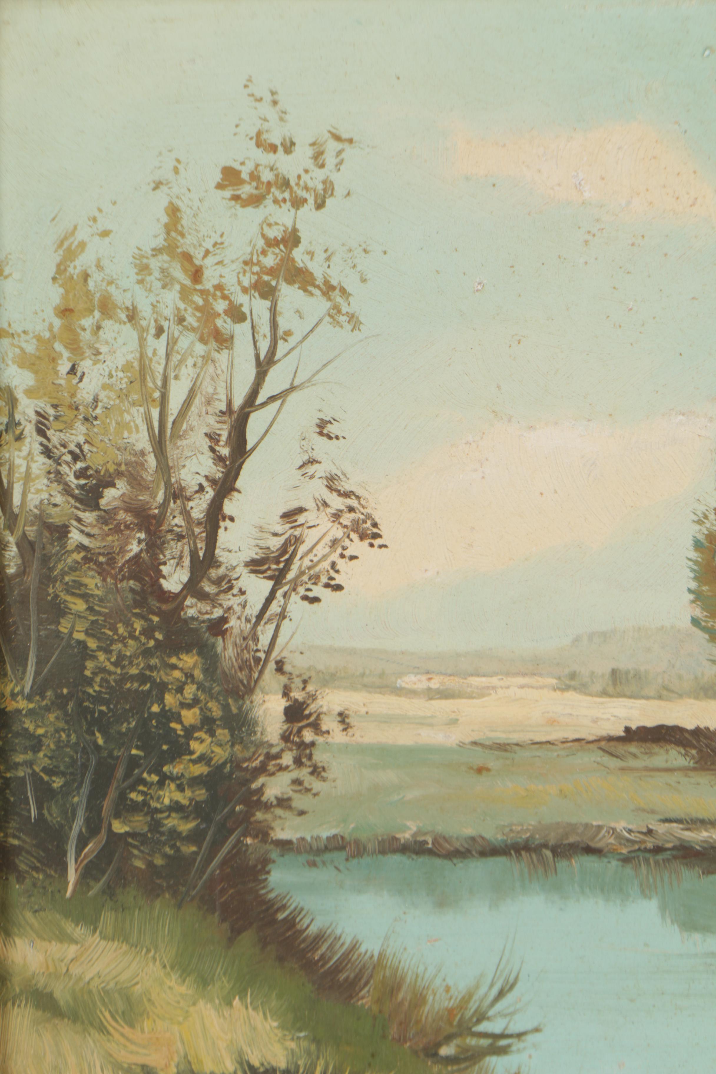 Karl Herzog Oil Painting on Panel of Landscape