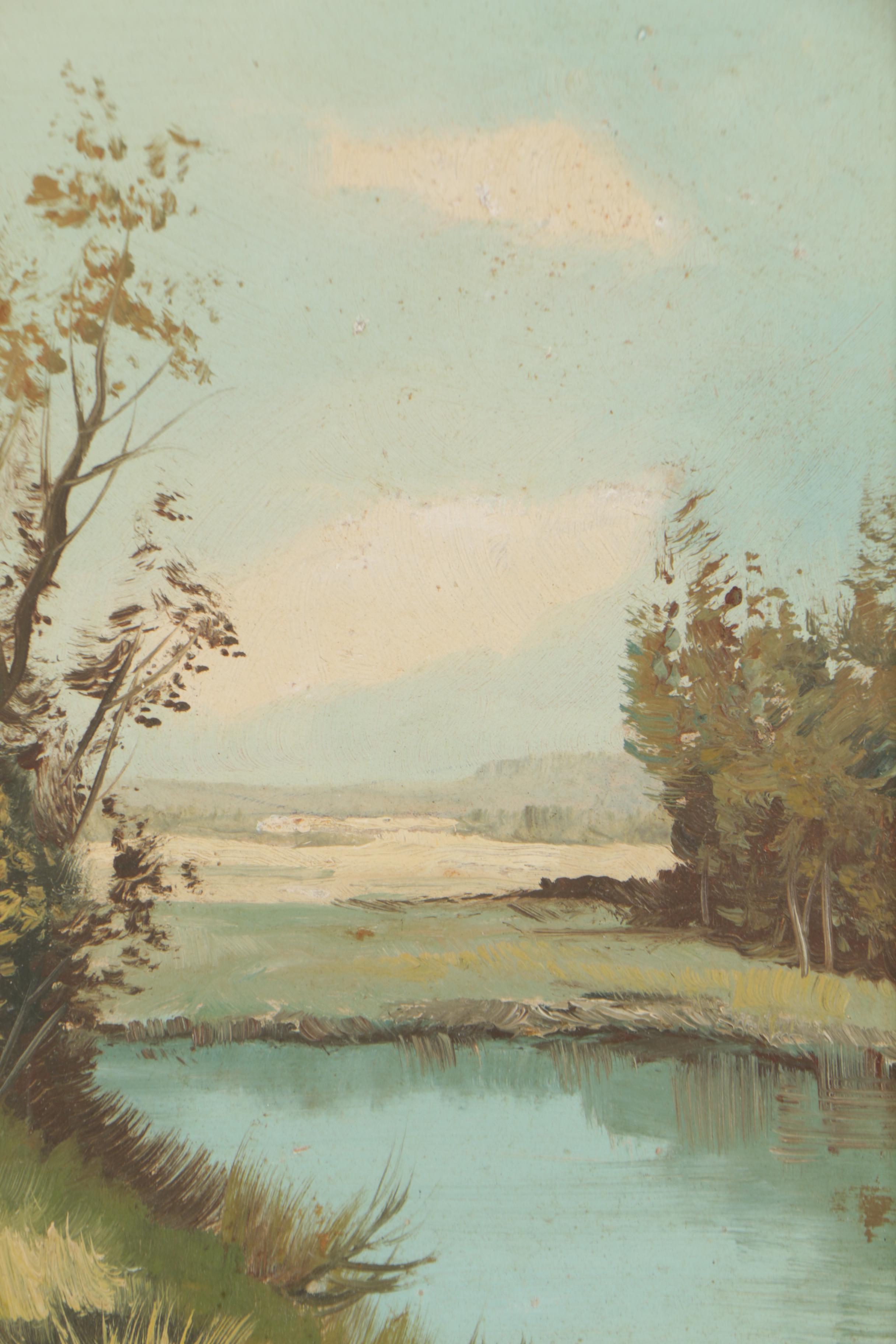 Karl Herzog Oil Painting on Panel of Landscape