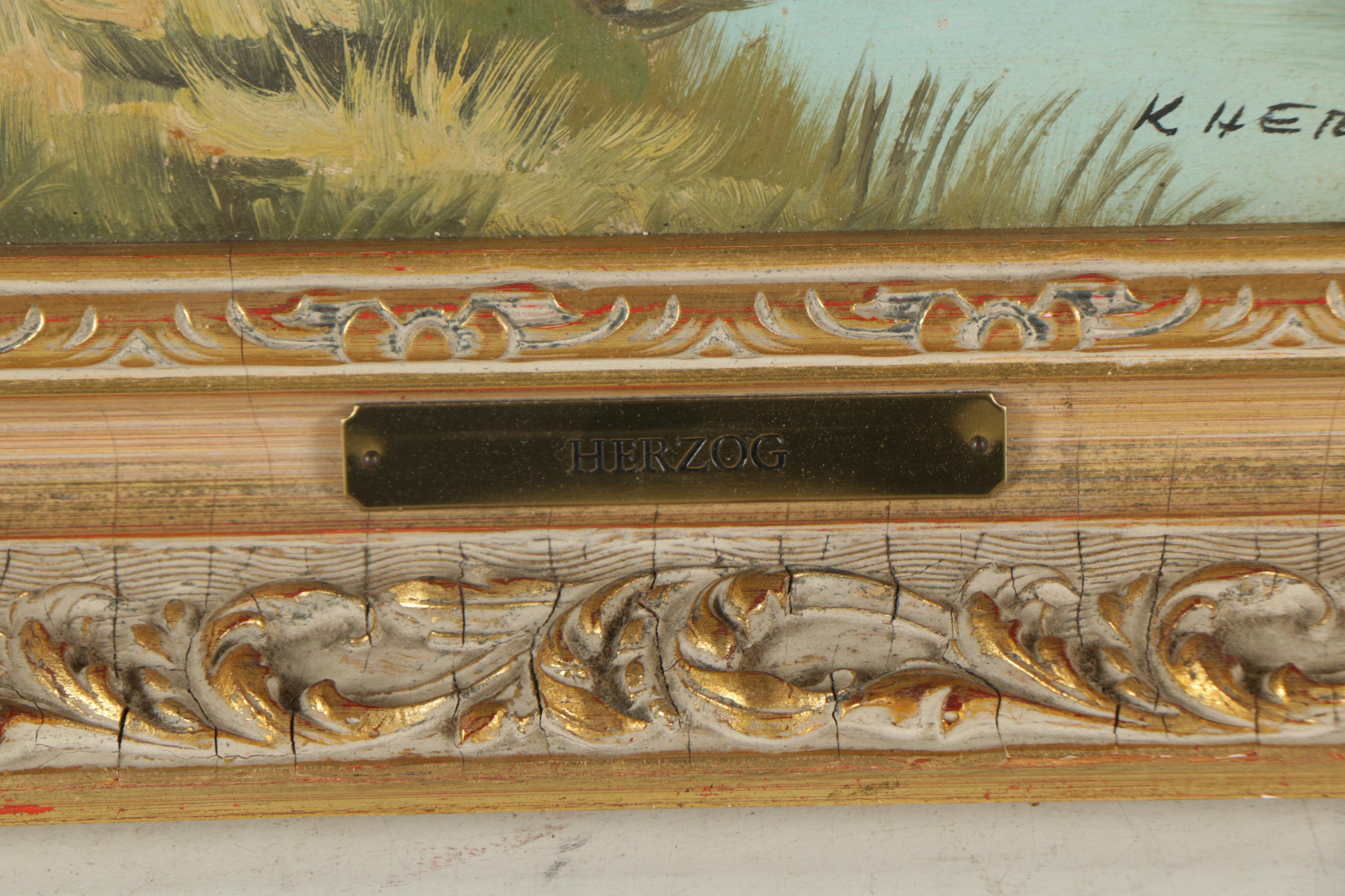 Karl Herzog Oil Painting on Panel of Landscape