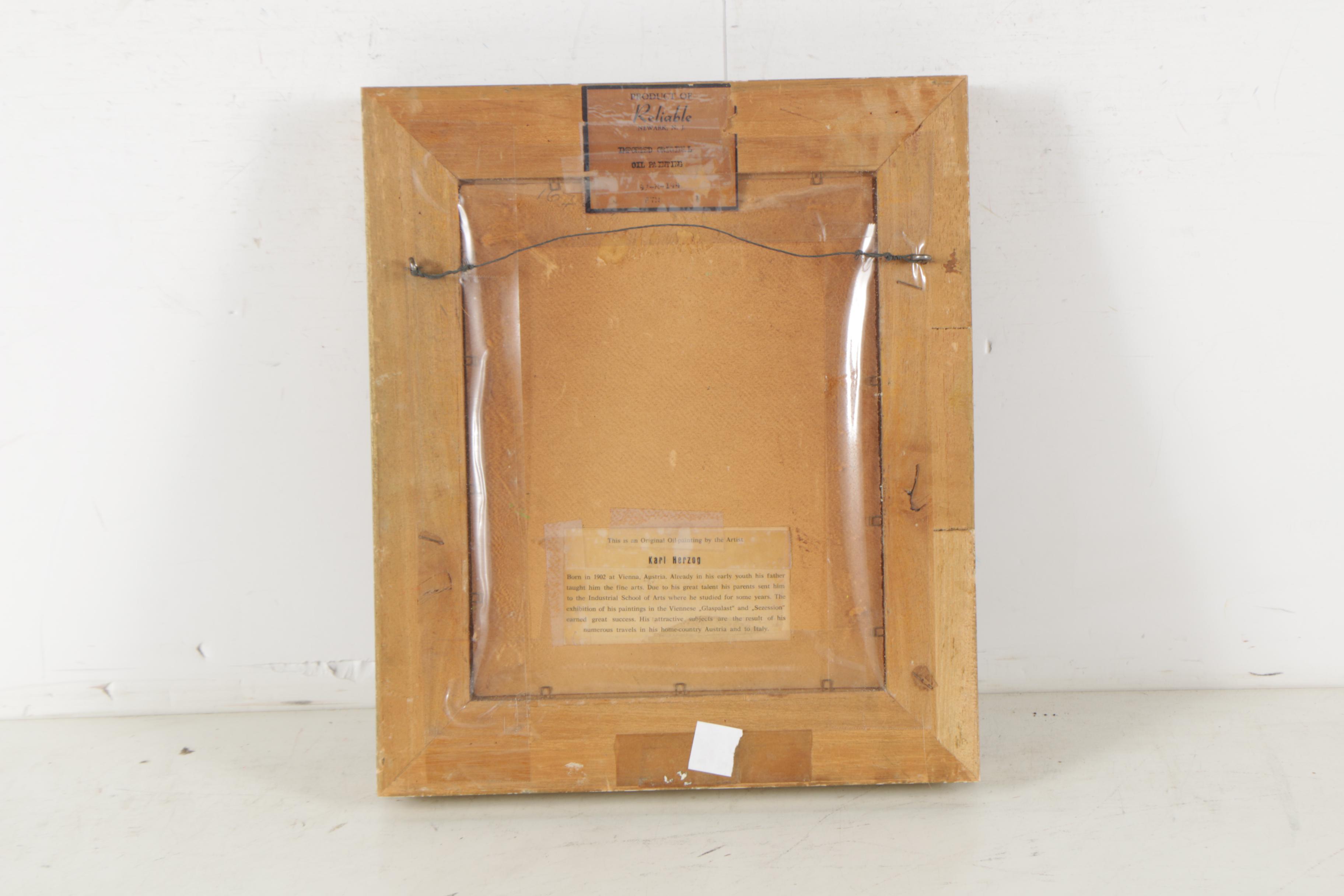 Karl Herzog Oil Painting on Panel of Landscape