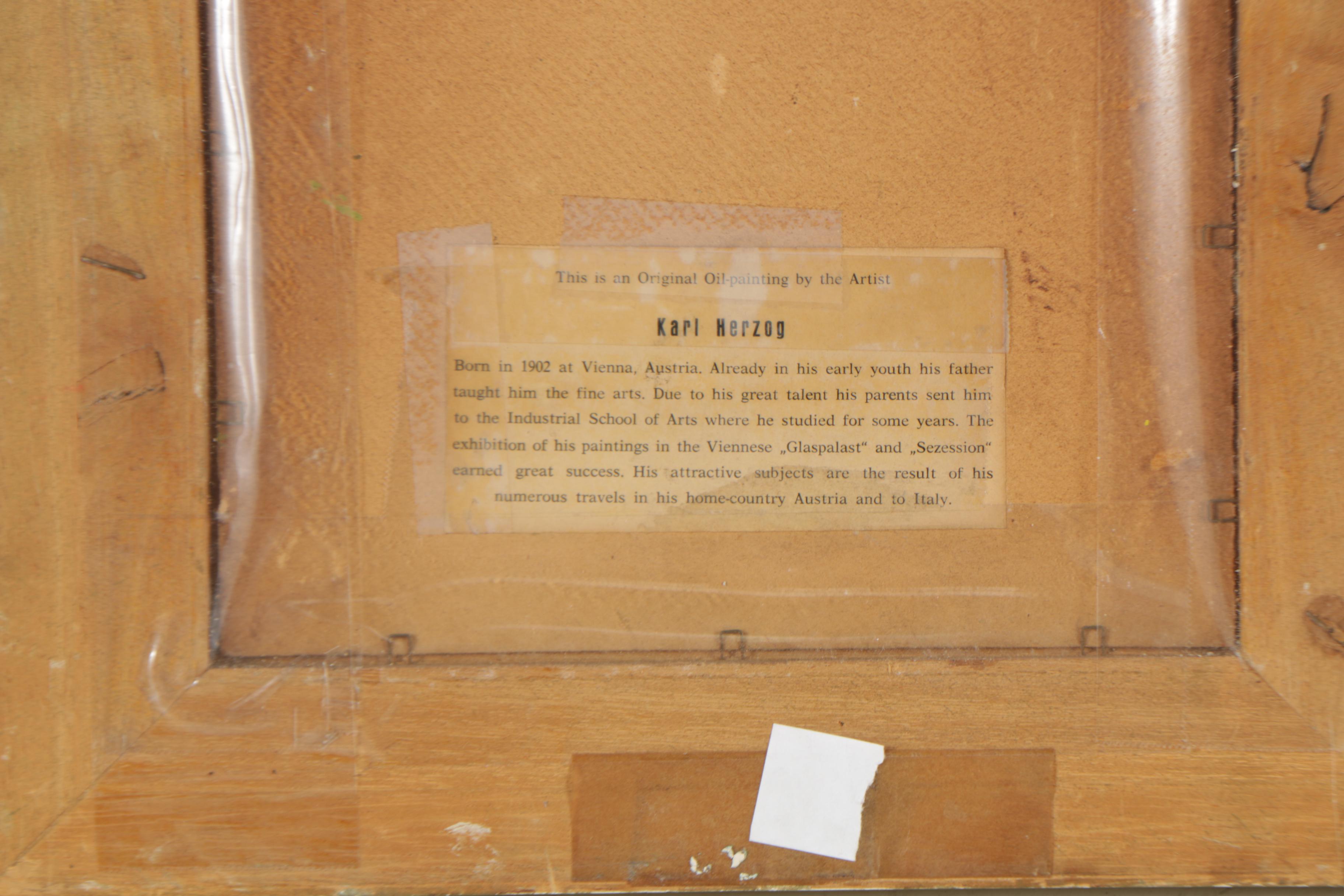 Karl Herzog Oil Painting on Panel of Landscape