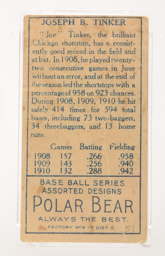 Early 1900s Joe Tinker "T205" PSA Graded Baseball Card