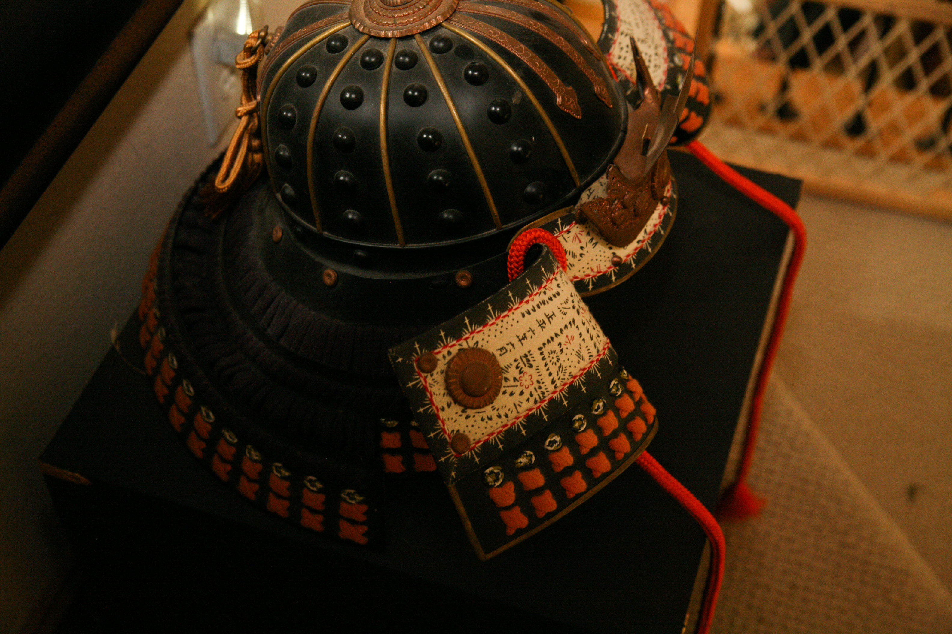 Japanese Style Kabuto Helmet on Display Block