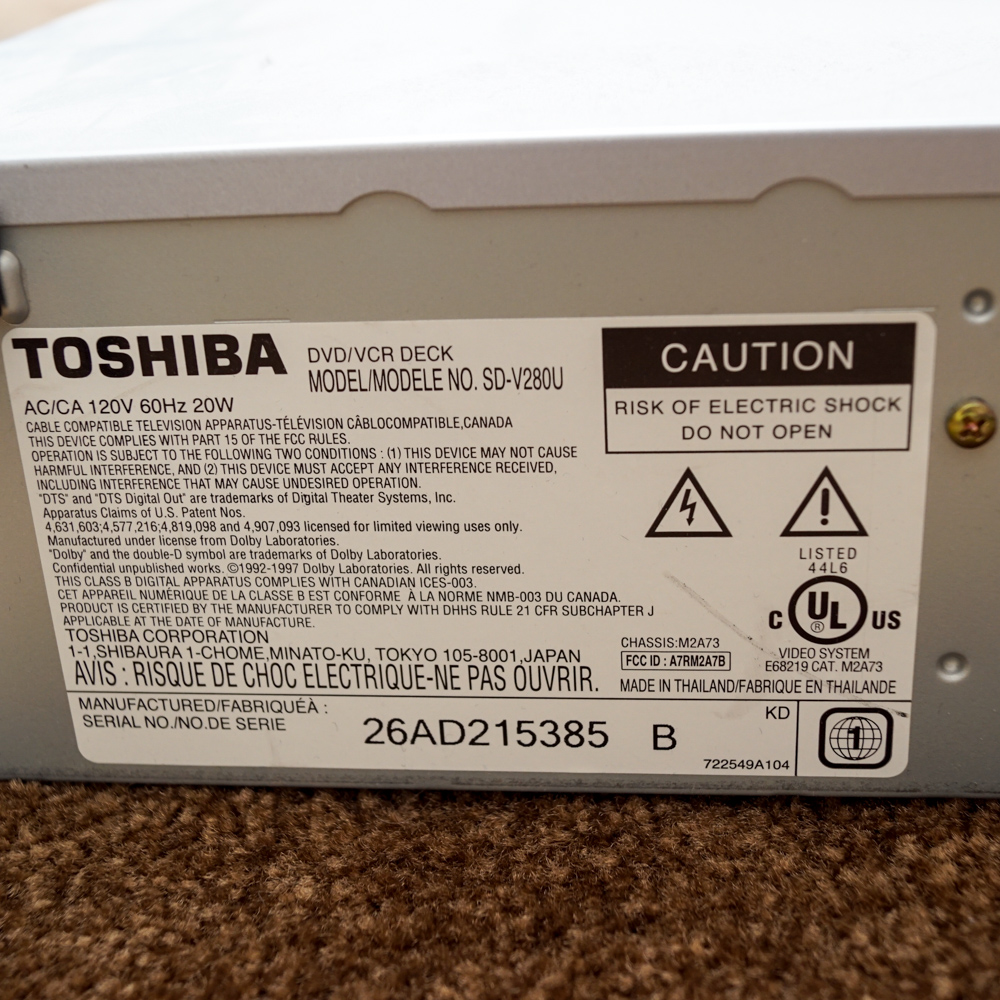 Phillips Television, Toshiba HD DVD Player/VCR