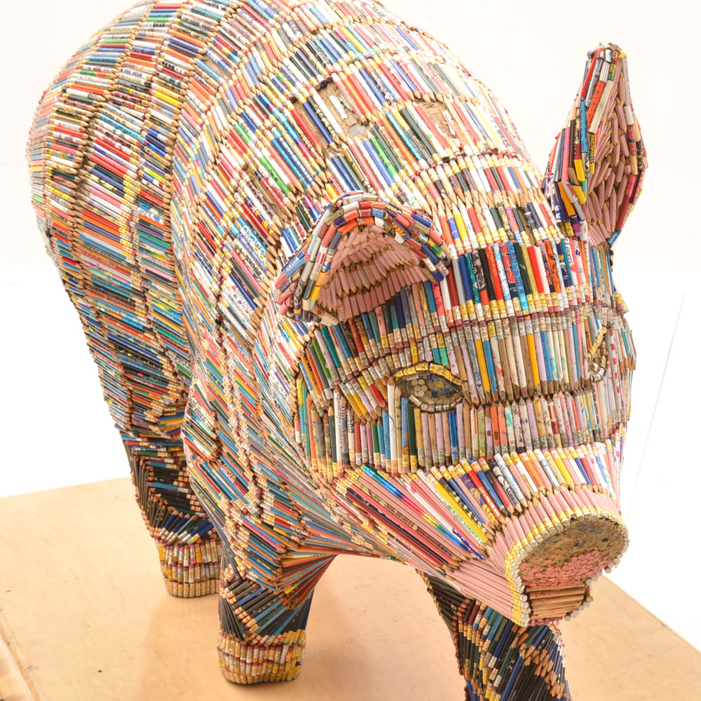 Cincinnati's "Big Pig Gig" Pig Sculpture "Miss Penciline" Pig
