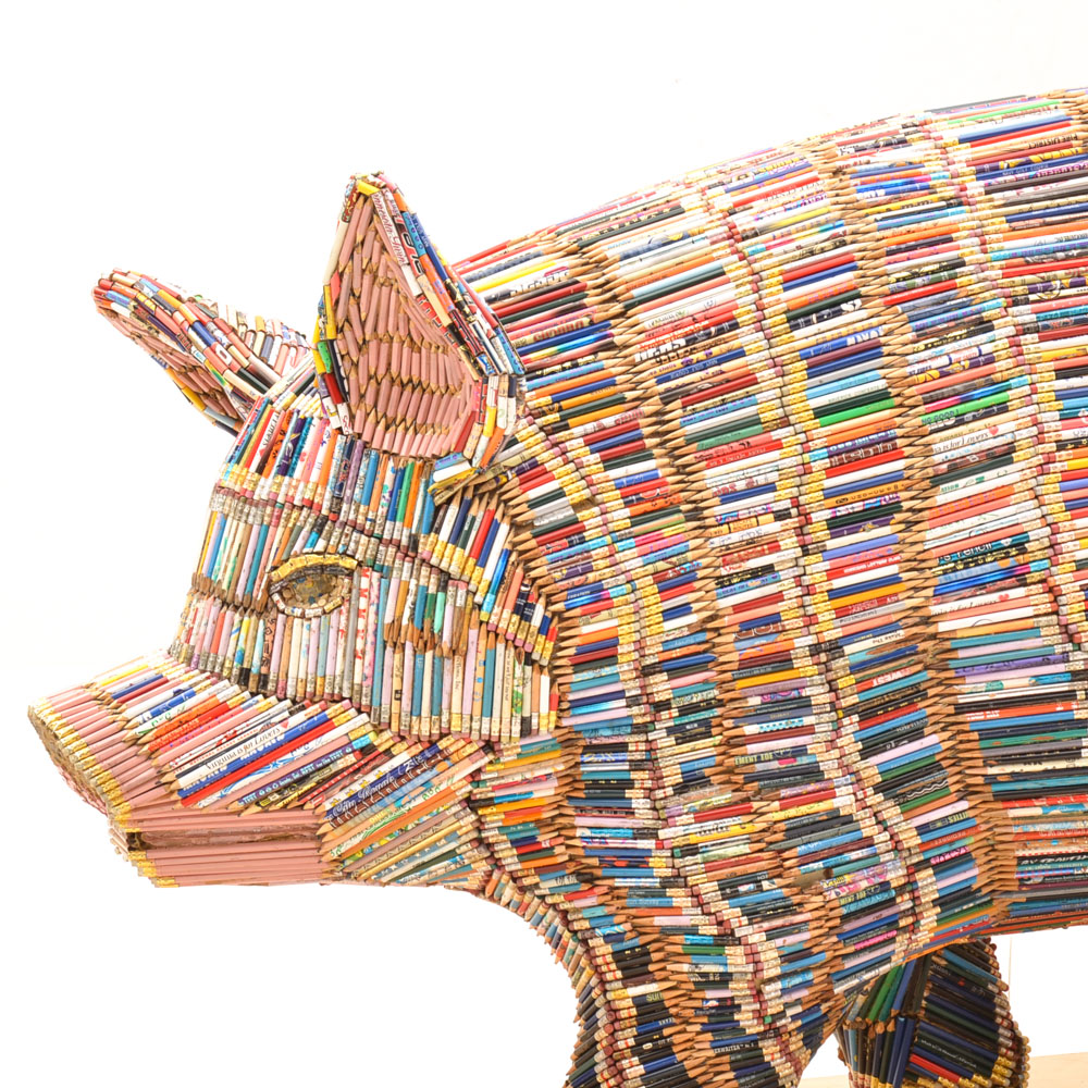 Cincinnati's "Big Pig Gig" Pig Sculpture "Miss Penciline" Pig