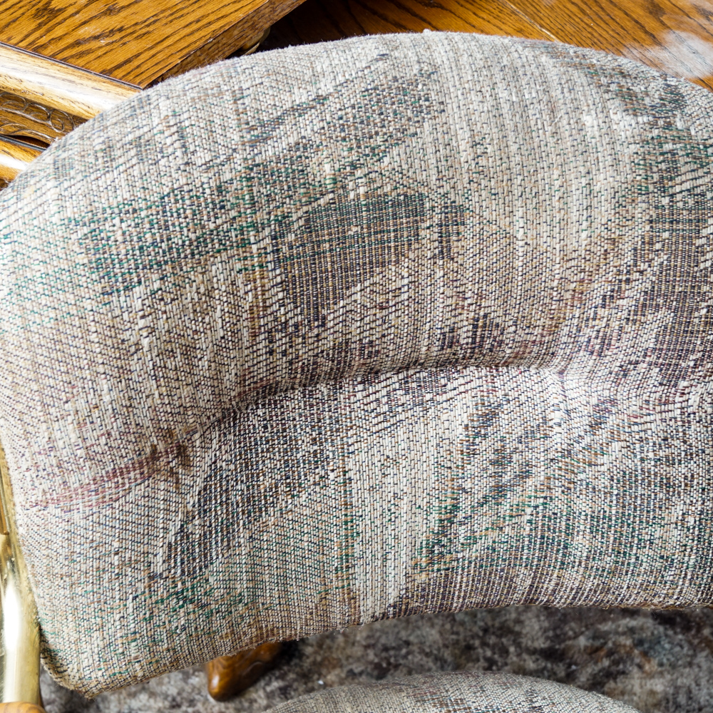 Vintage Oak Dining Table with Rolling Armchairs