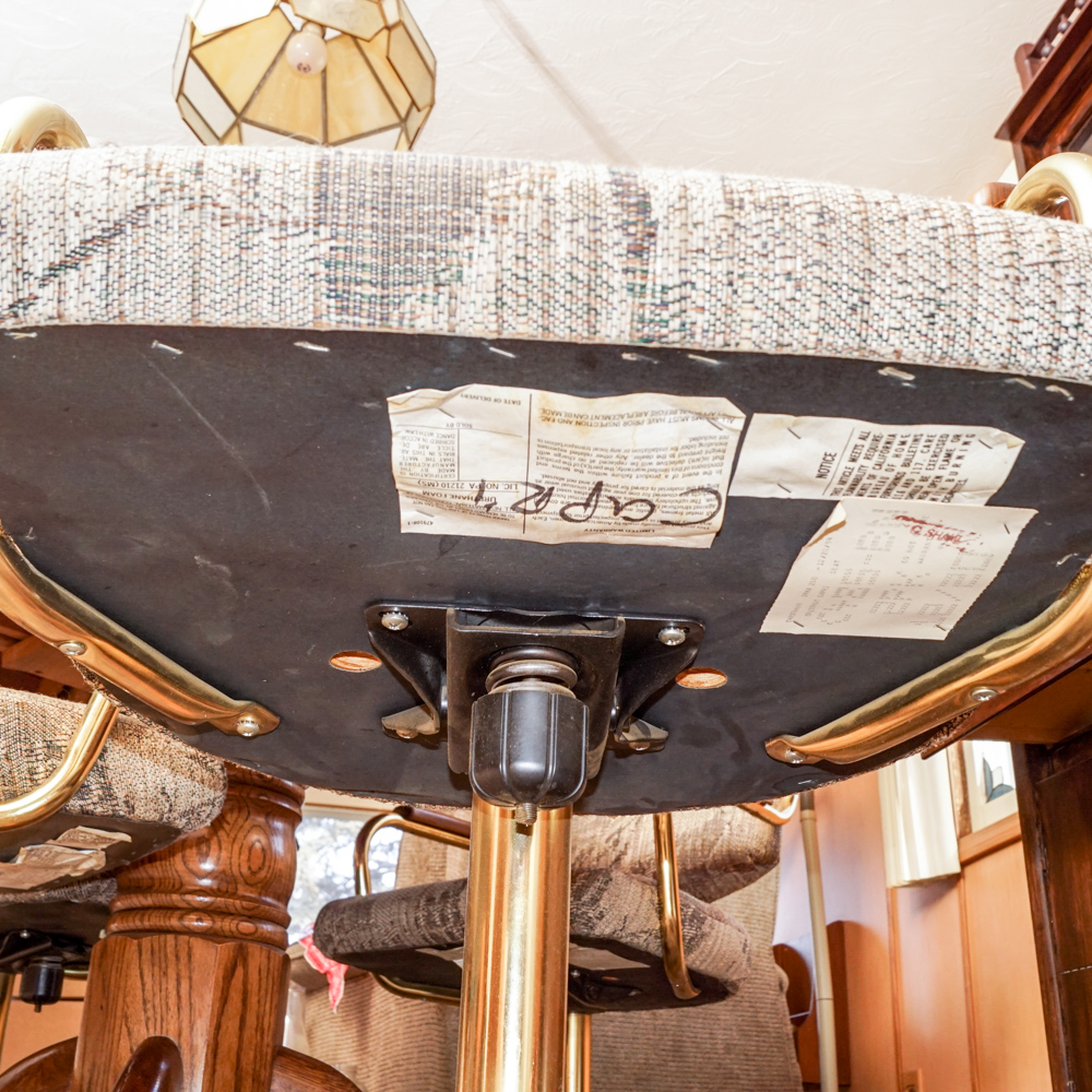 Vintage Oak Dining Table with Rolling Armchairs