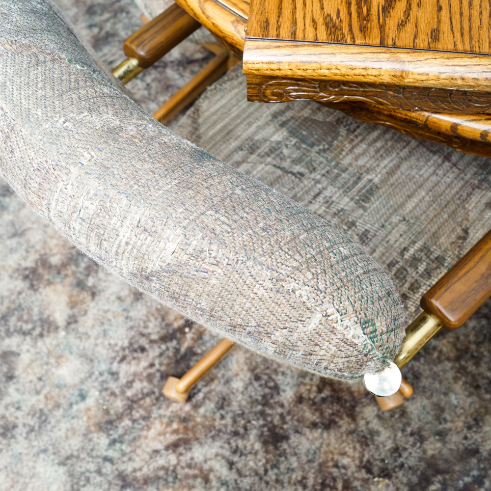 Vintage Oak Dining Table with Rolling Armchairs