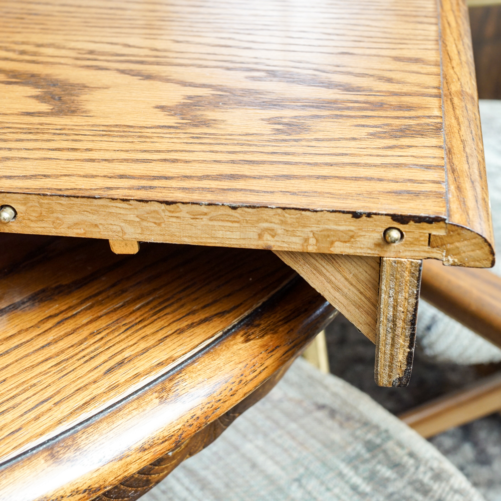 Vintage Oak Dining Table with Rolling Armchairs